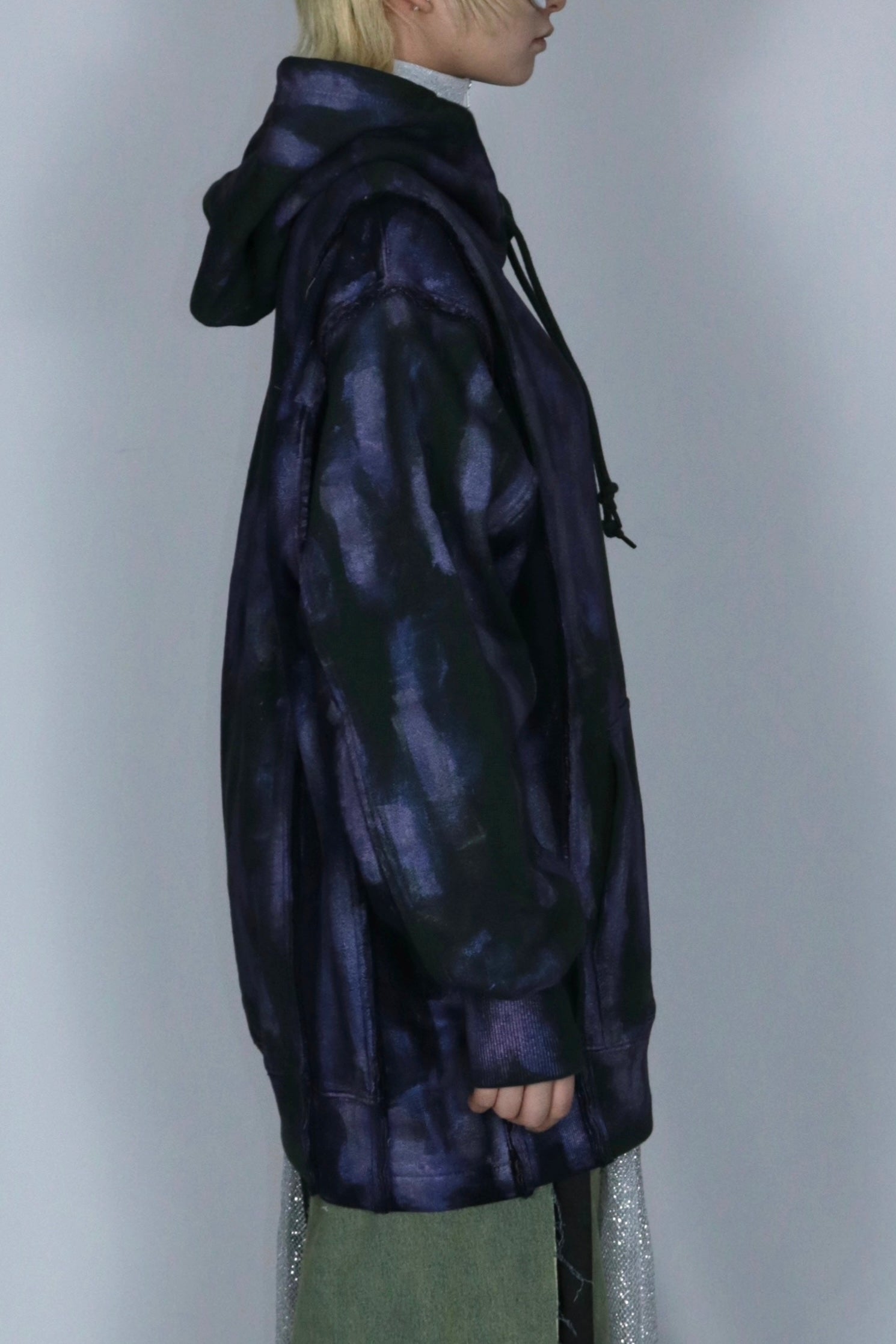 bi-color paint hoodie