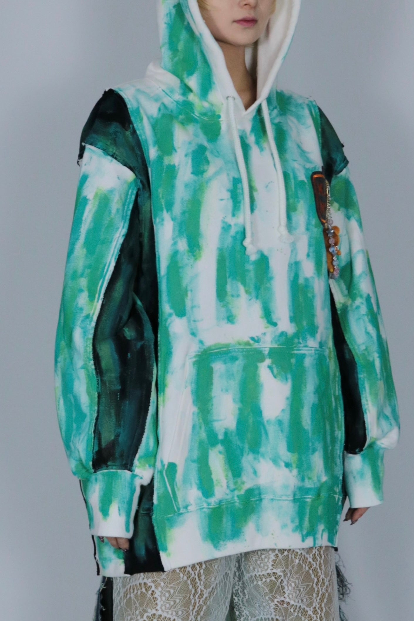 bi-color paint hoodie