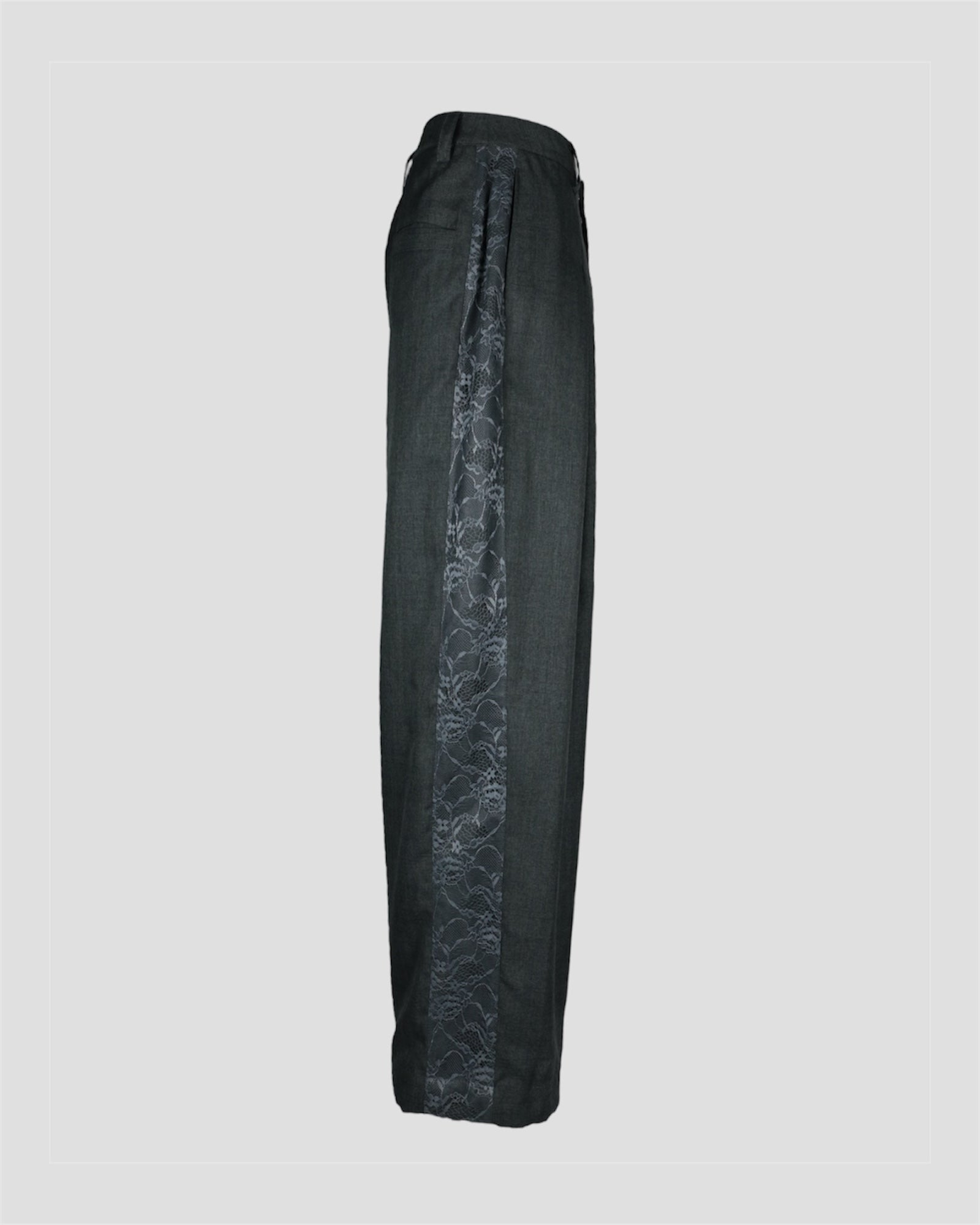 Line lace box tuck slacks(Charcoal)