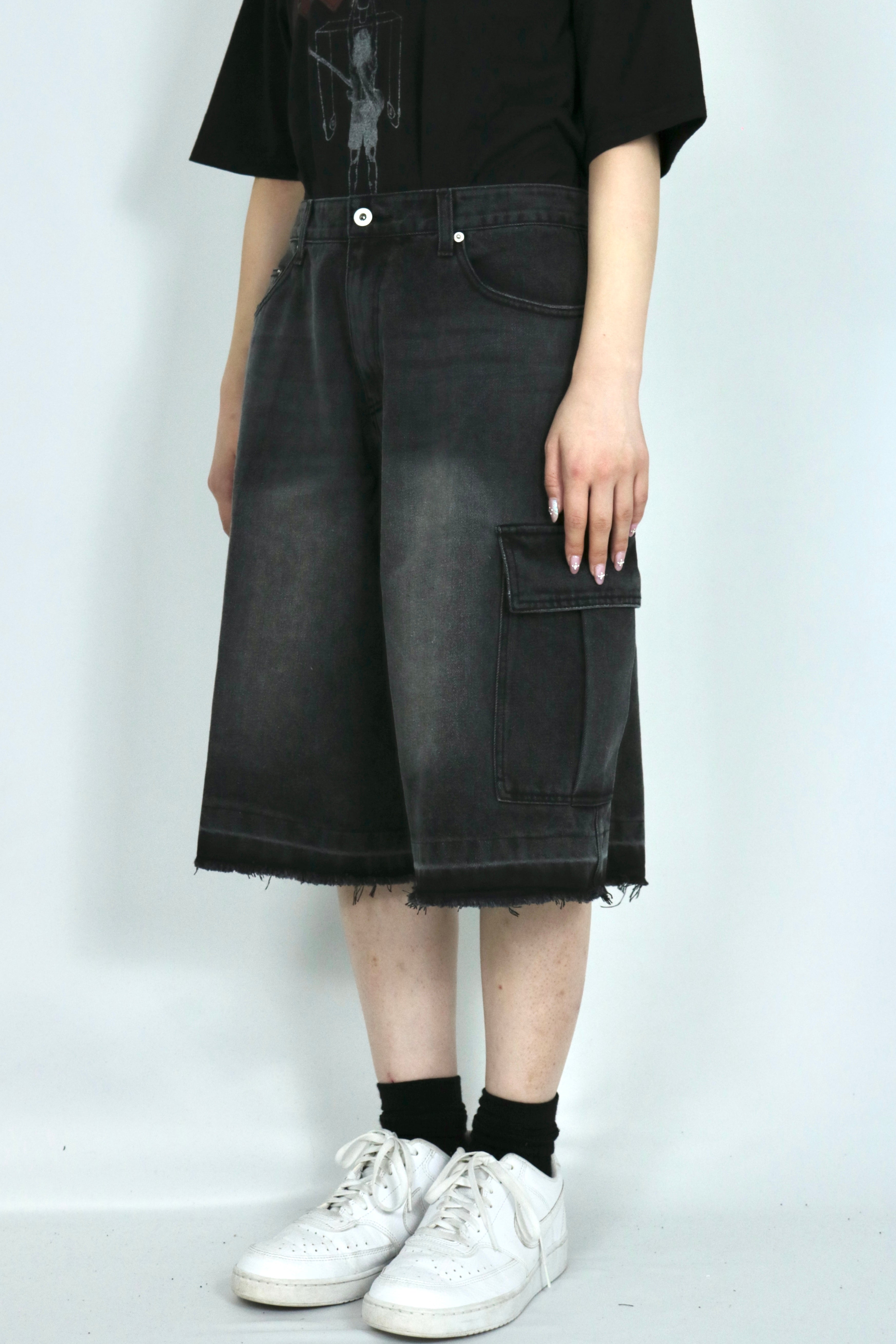 2pockets denim half pants