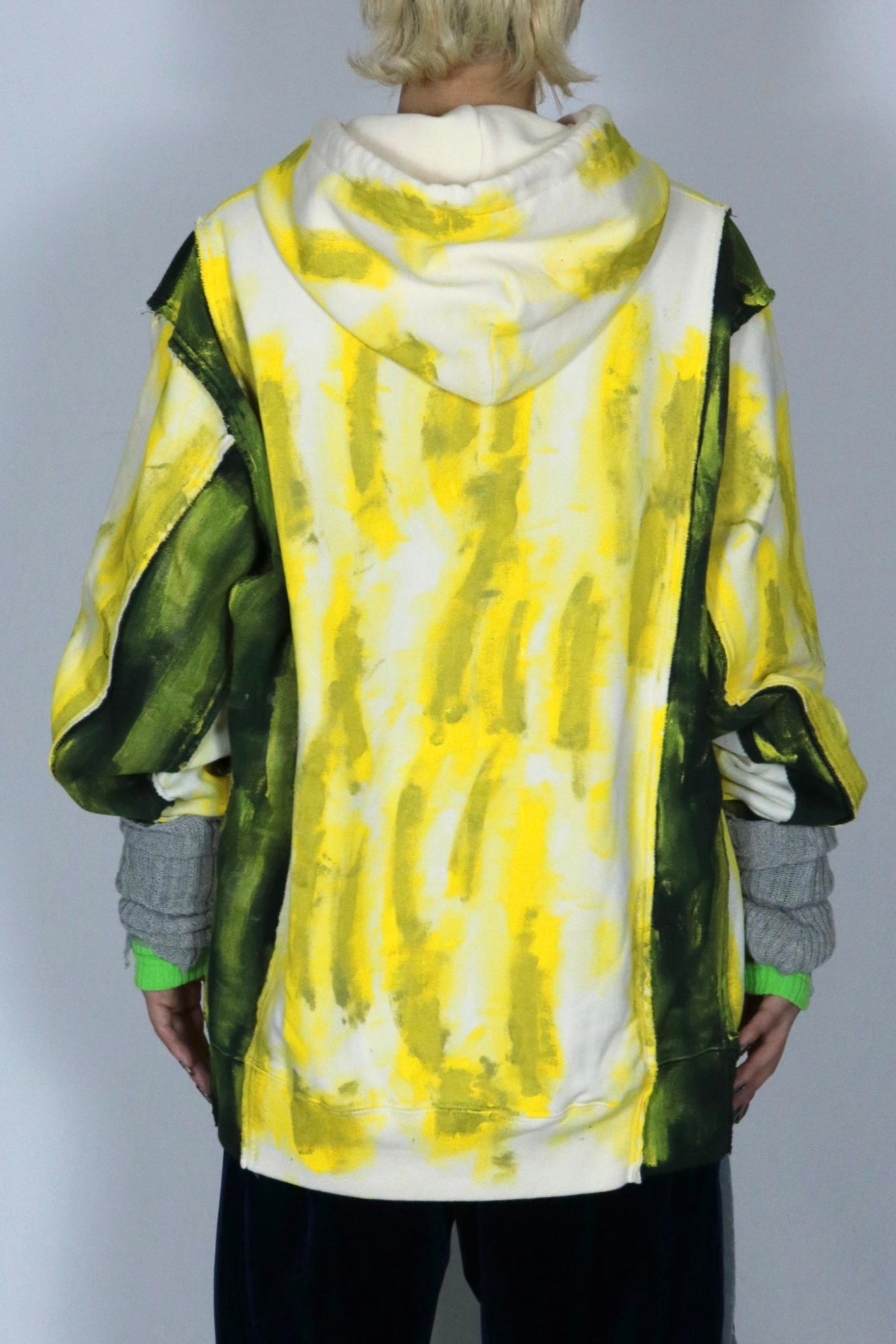 bi-color paint hoodie