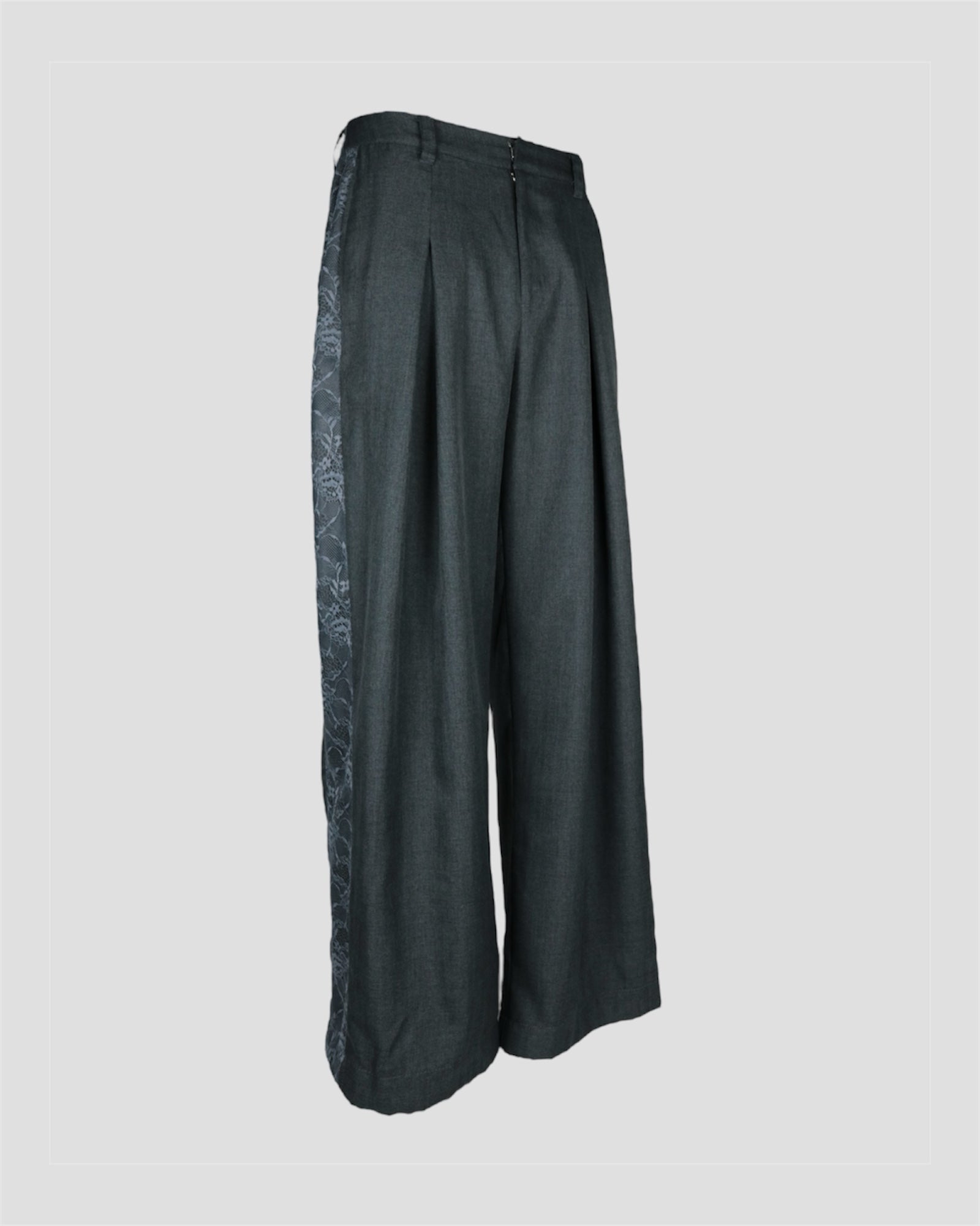 Line lace box tuck slacks(Charcoal)