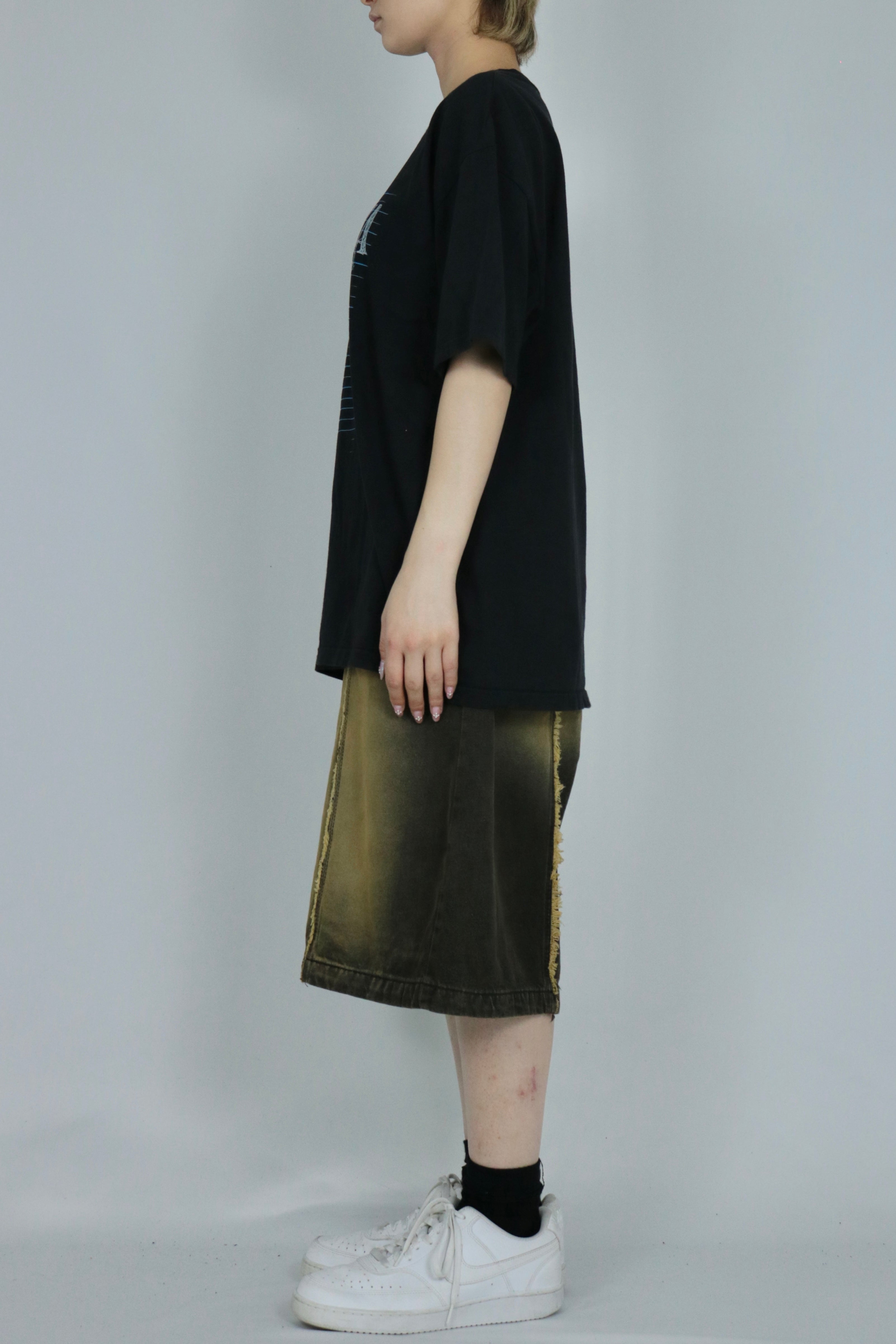 Center crease denim half pants