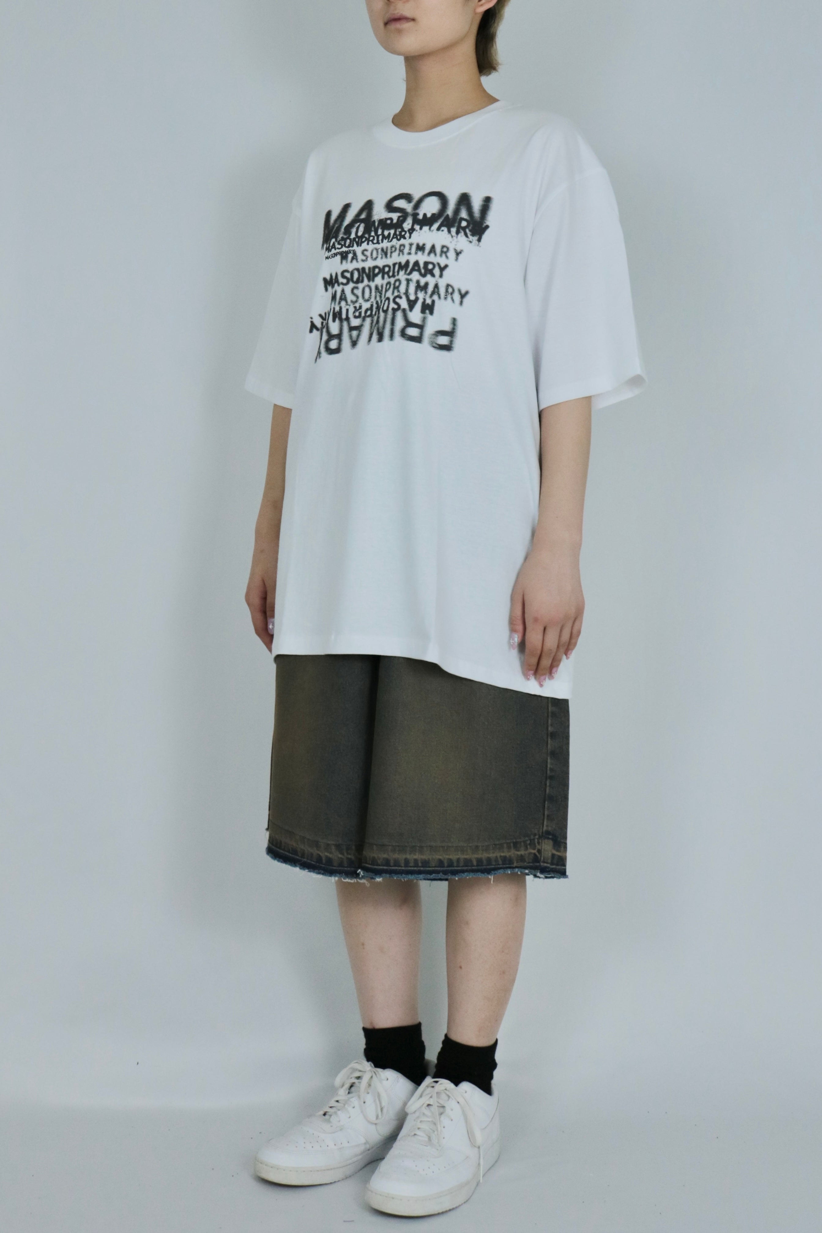 Cut off denim half pants