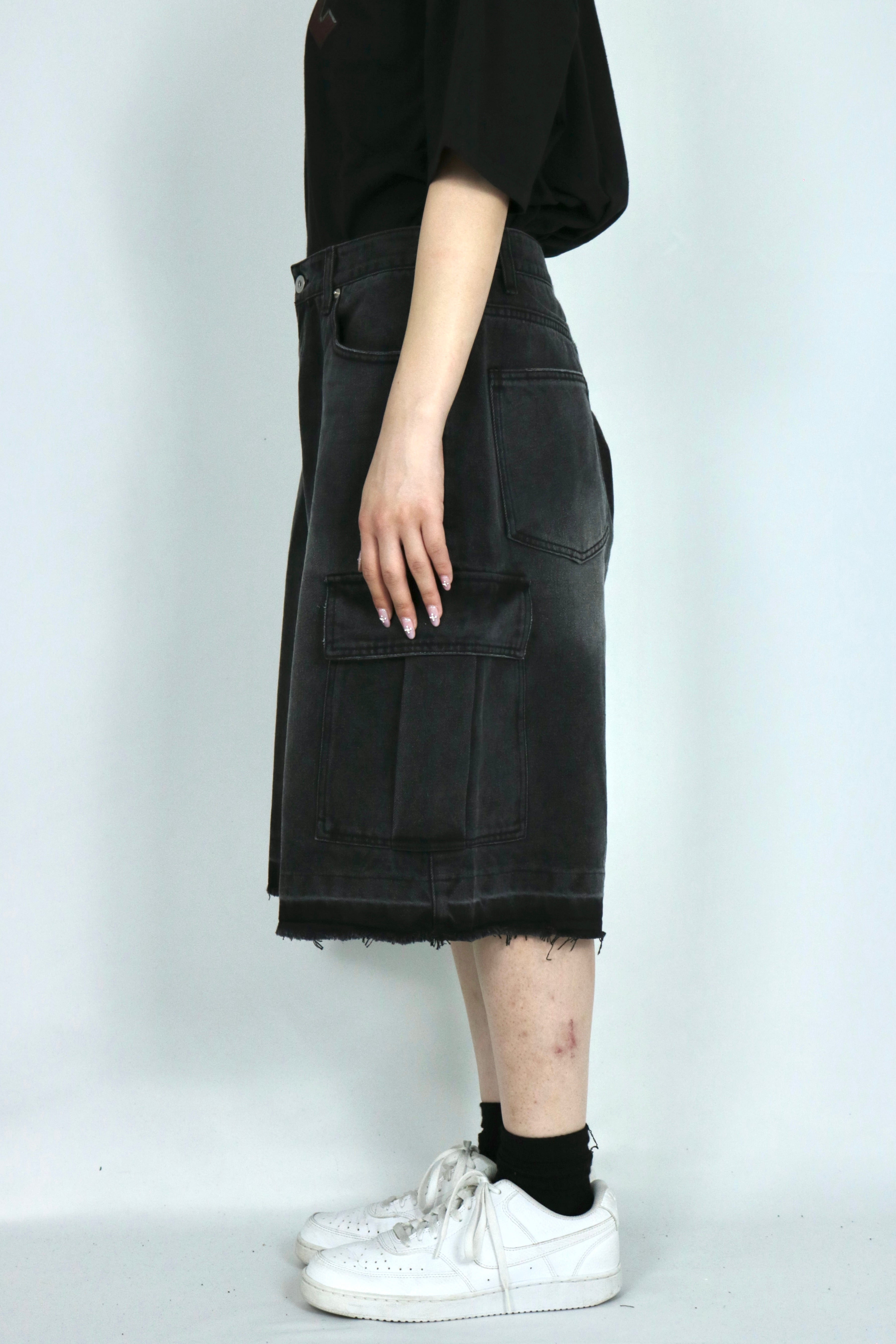 2pockets denim half pants