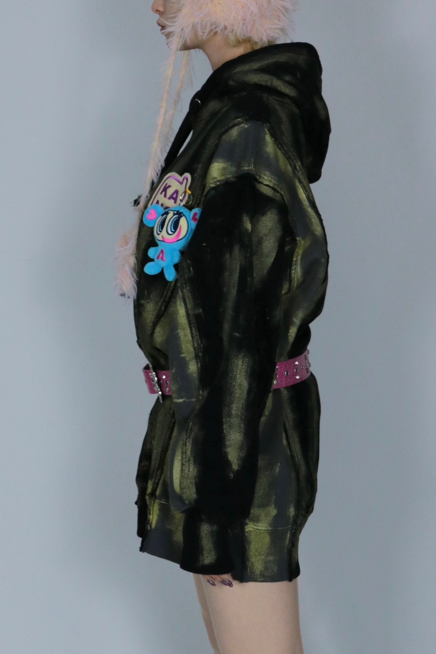 bi-color paint hoodie