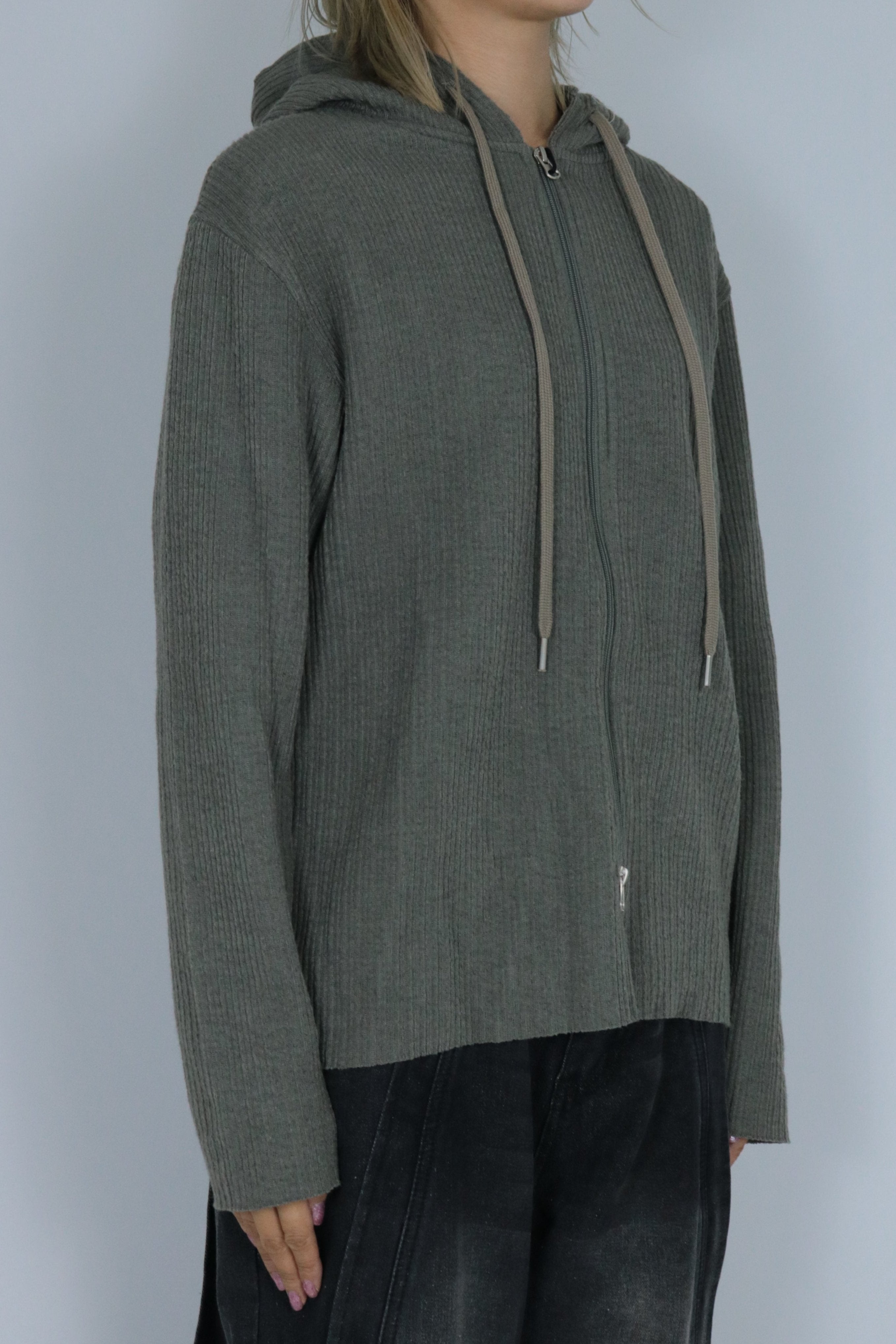 Double zip knit hoodie