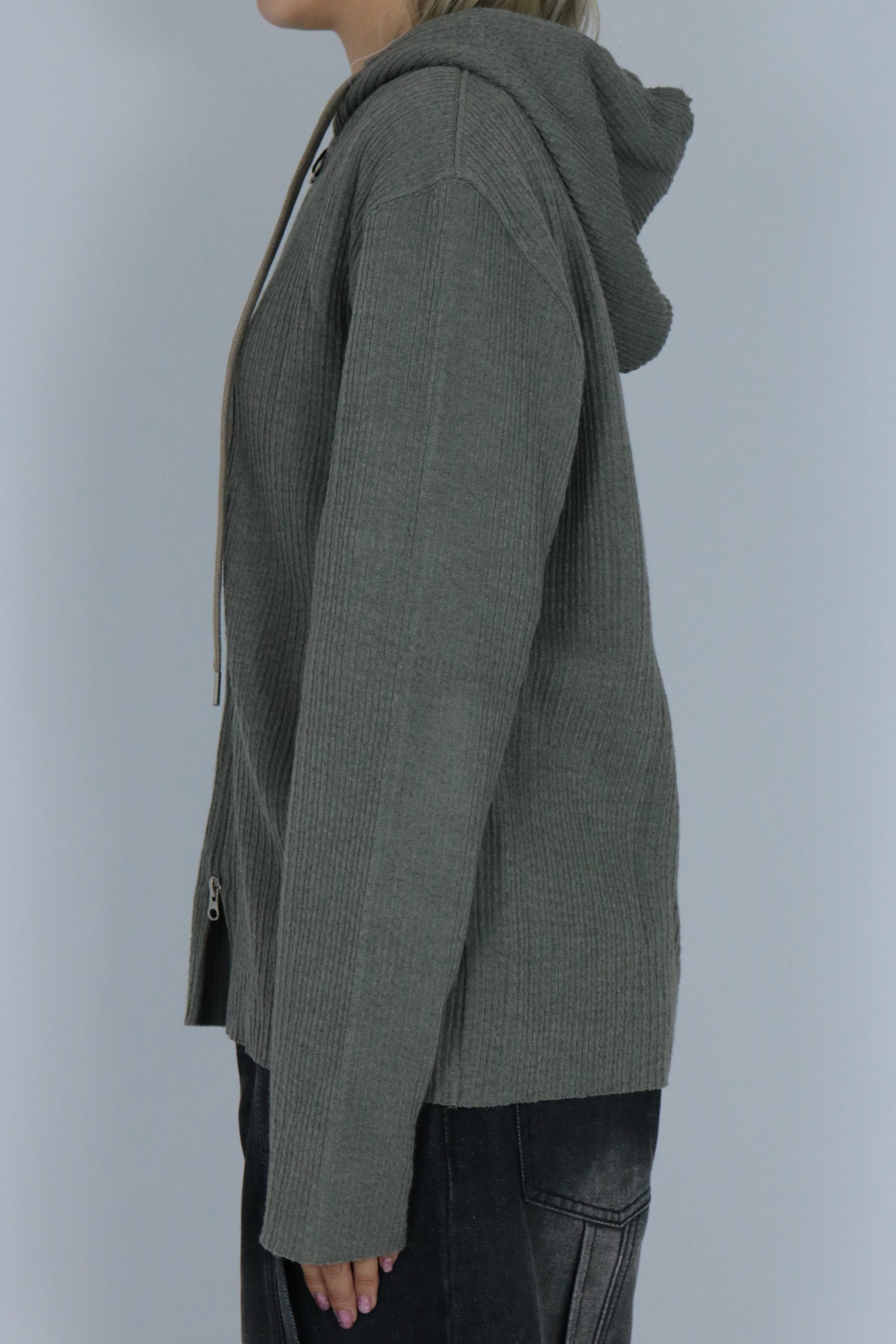 Double zip knit hoodie