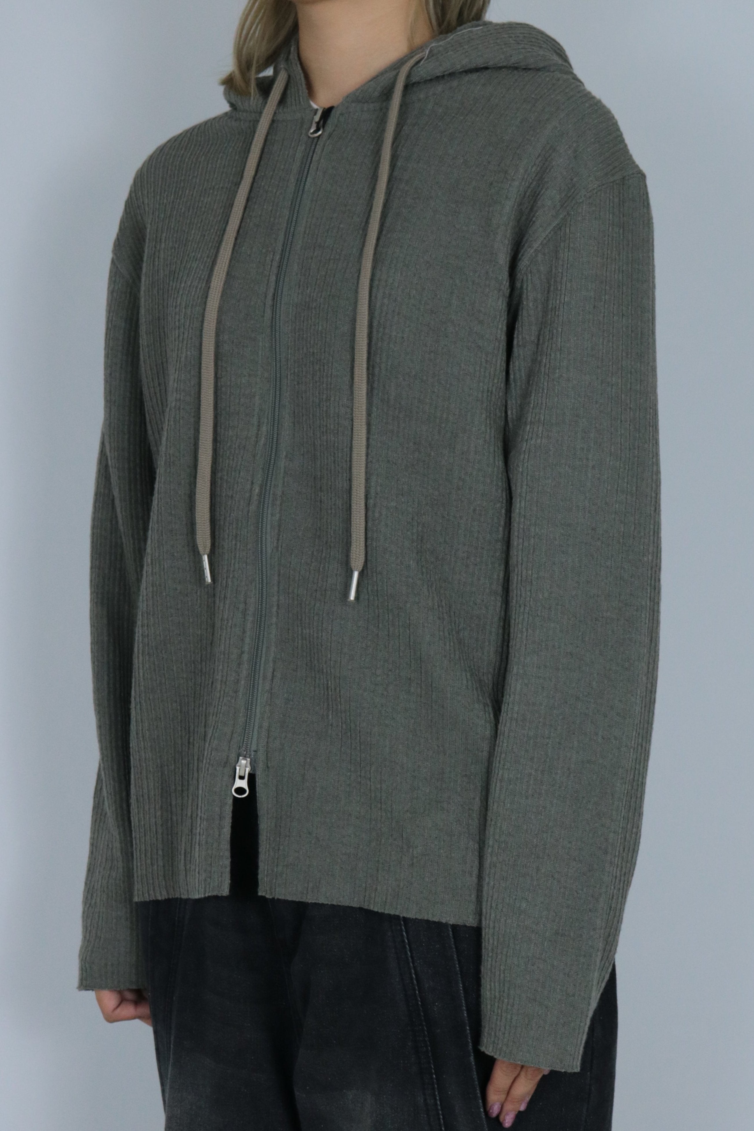 Double zip knit hoodie