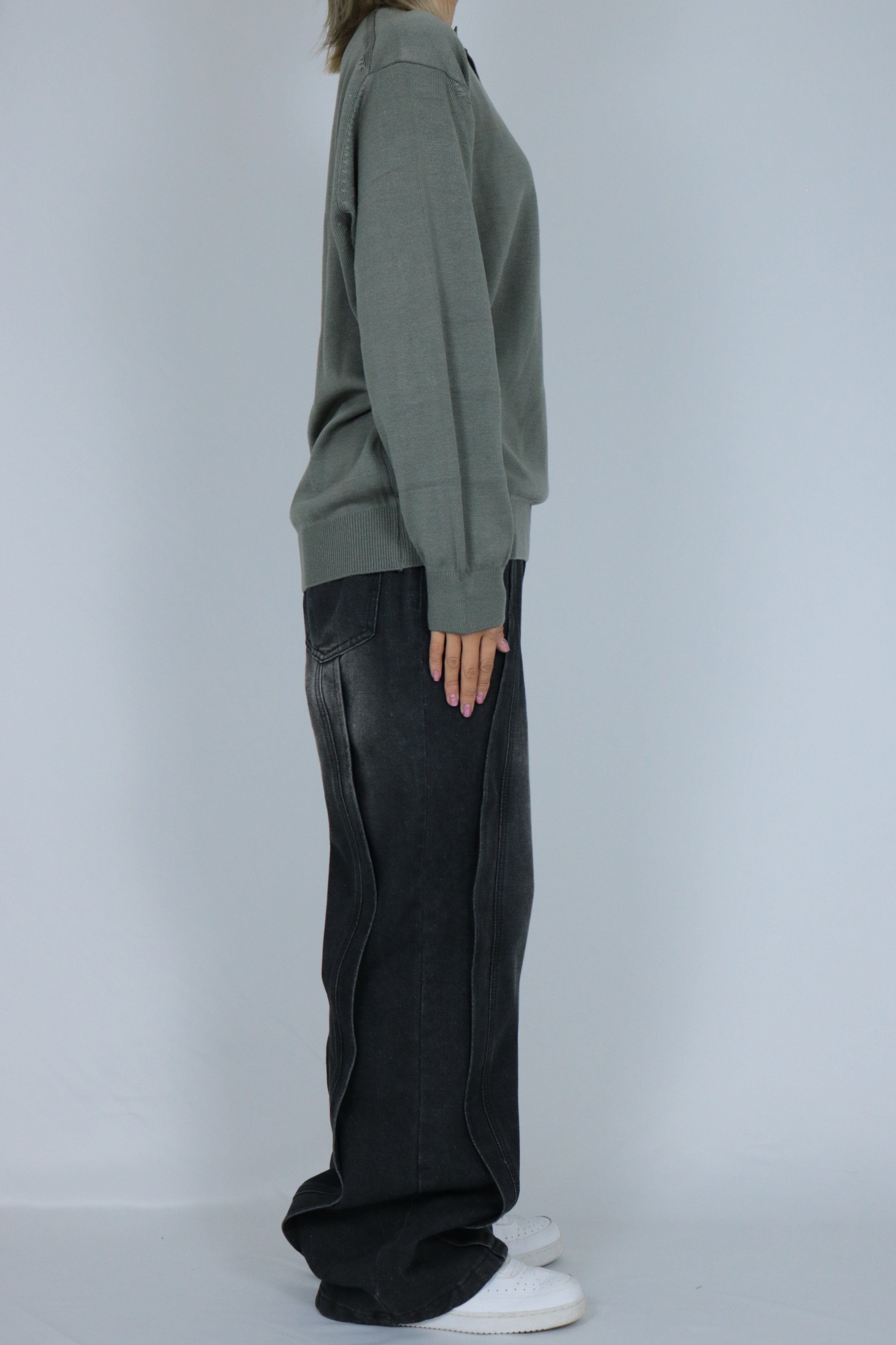 Henry neck knit shirt