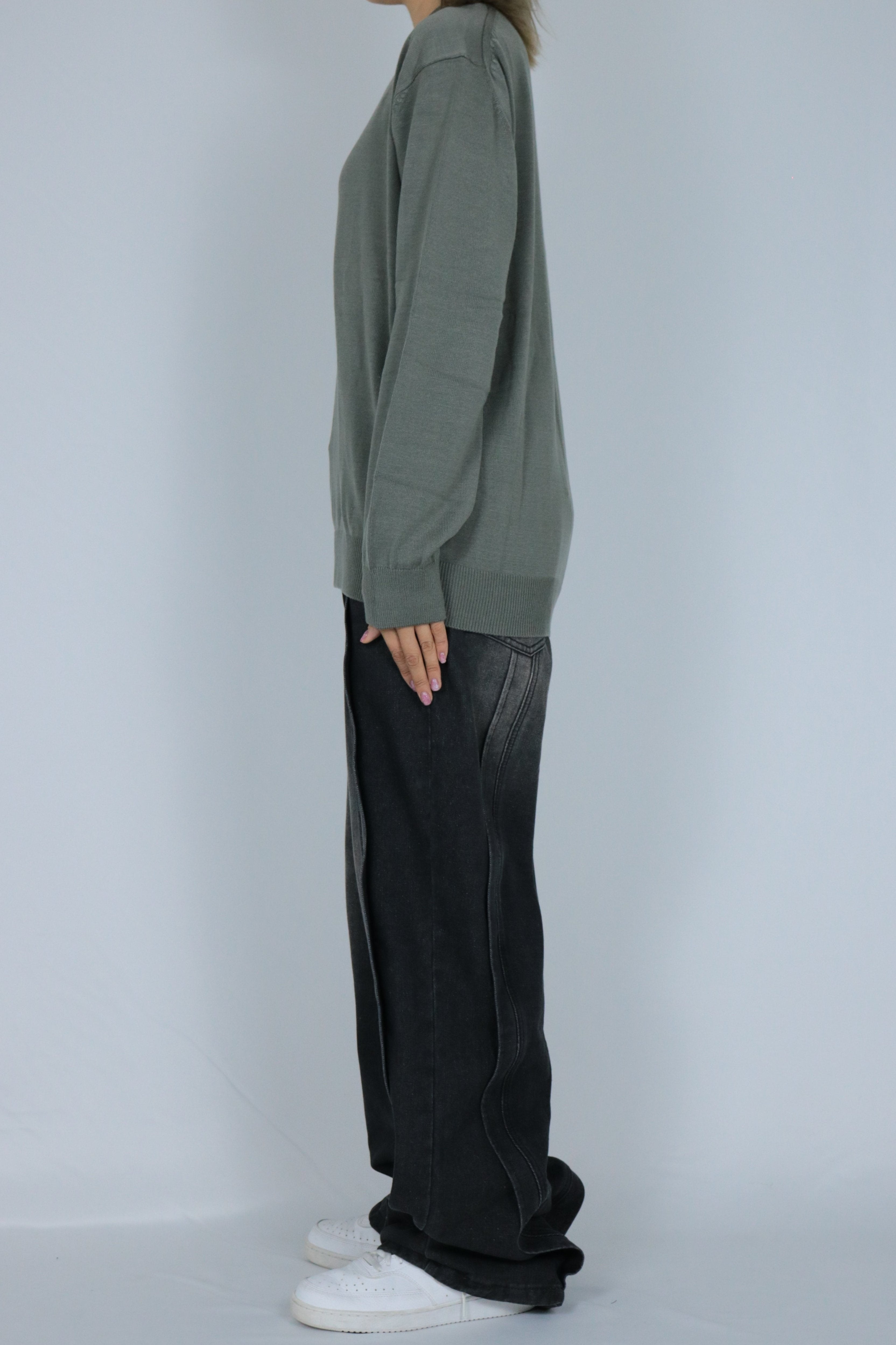 Henry neck knit shirt