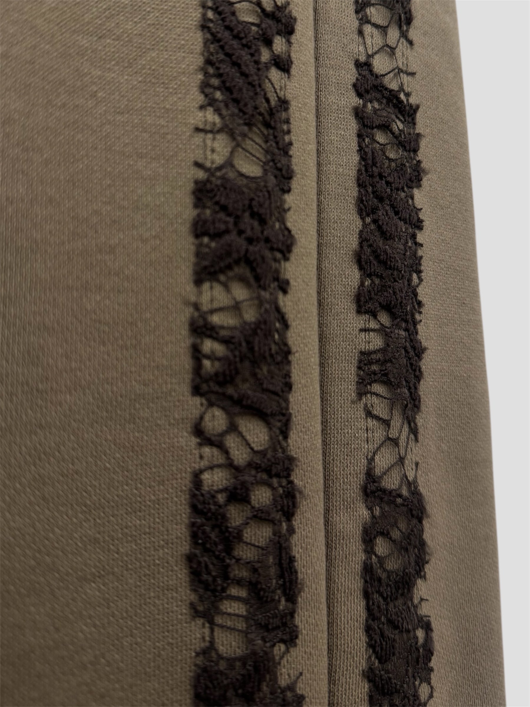 Line lace wide sweat pants(Coffee)