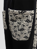 Line lace wide sweat pants(Black)