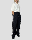 Ribbon nylon cargo pants