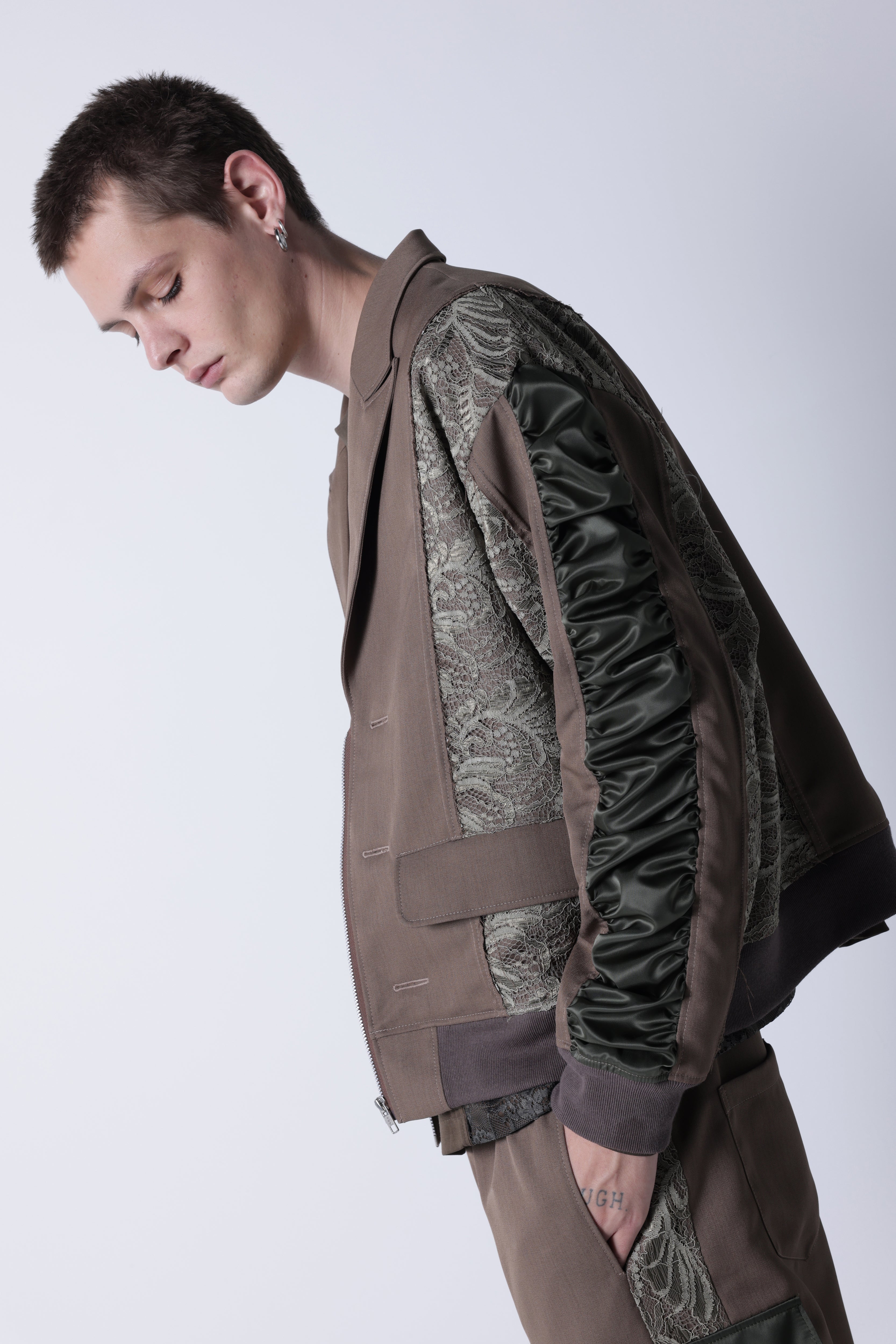 Shoulder gather fastener jacket(Camel)