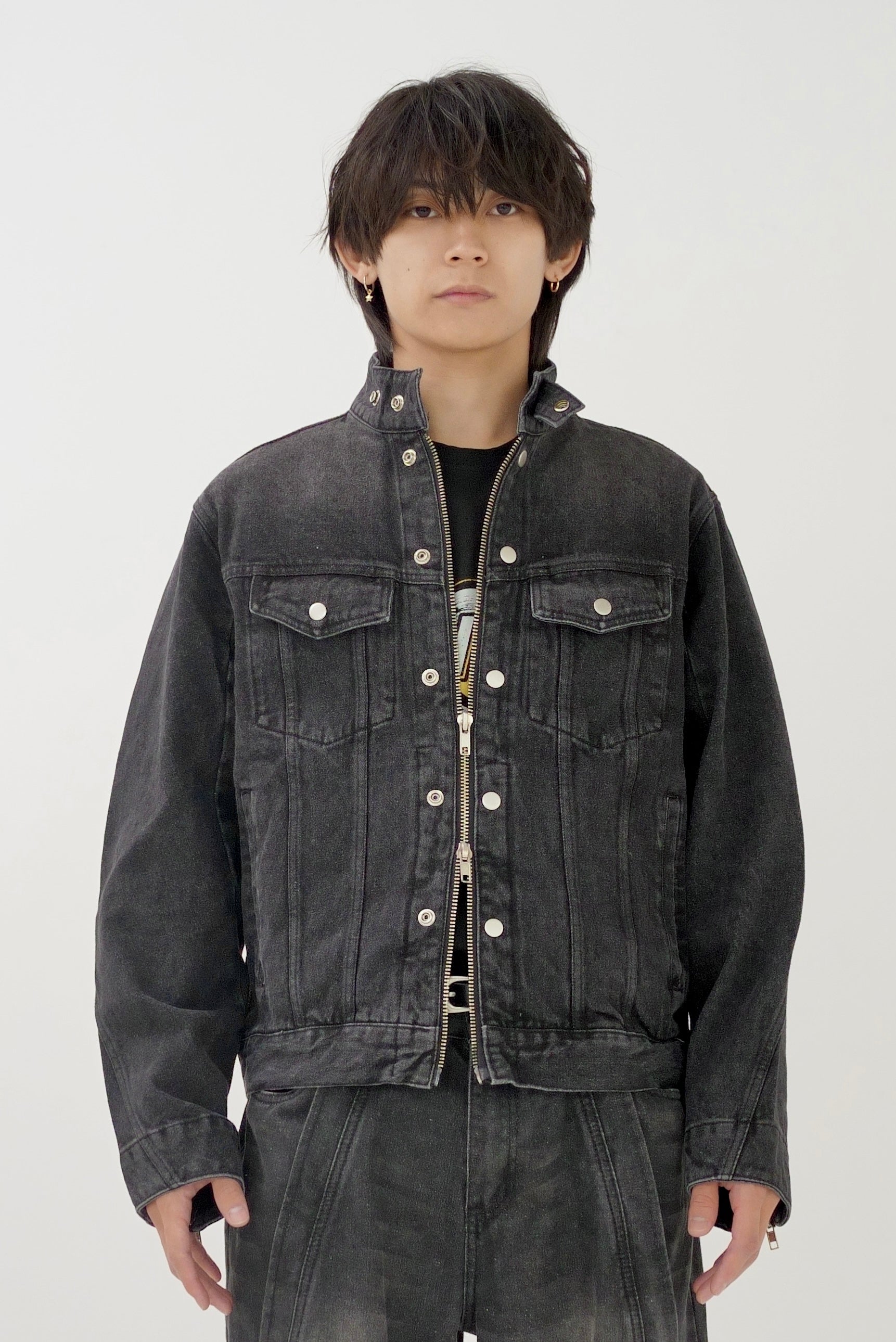 Denim zip blouson