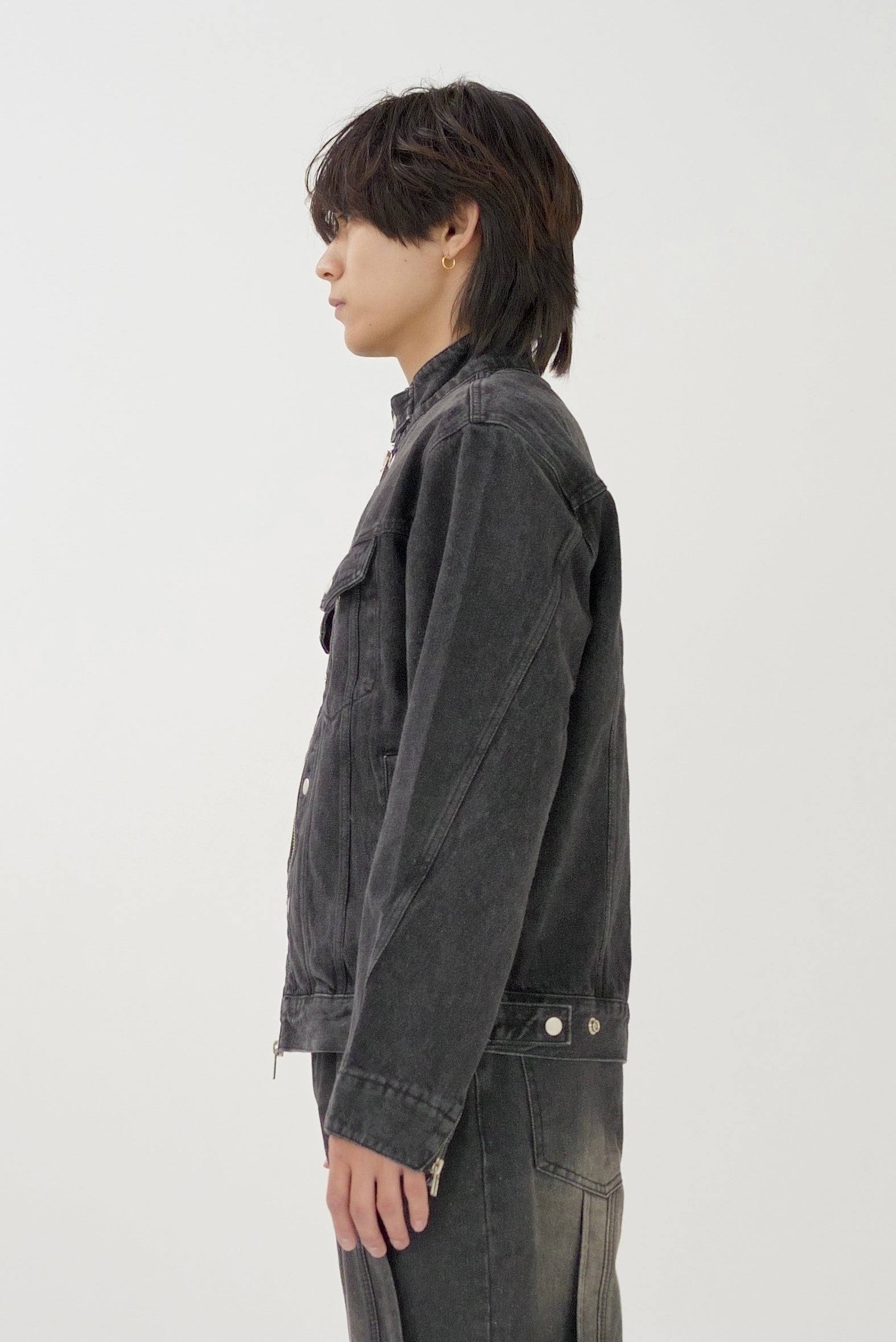 Denim zip blouson