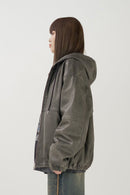 Fake leather hooded blouson