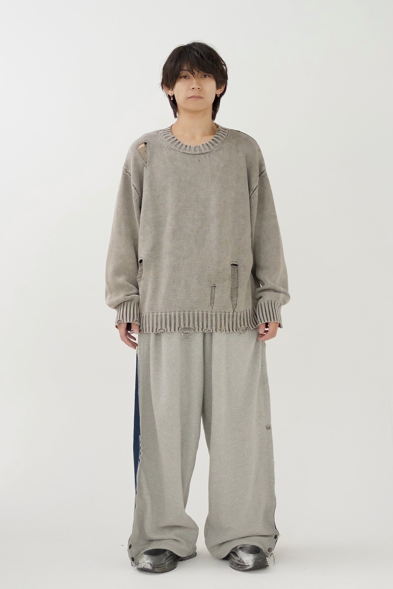 Side tuck denim docking sweat pants