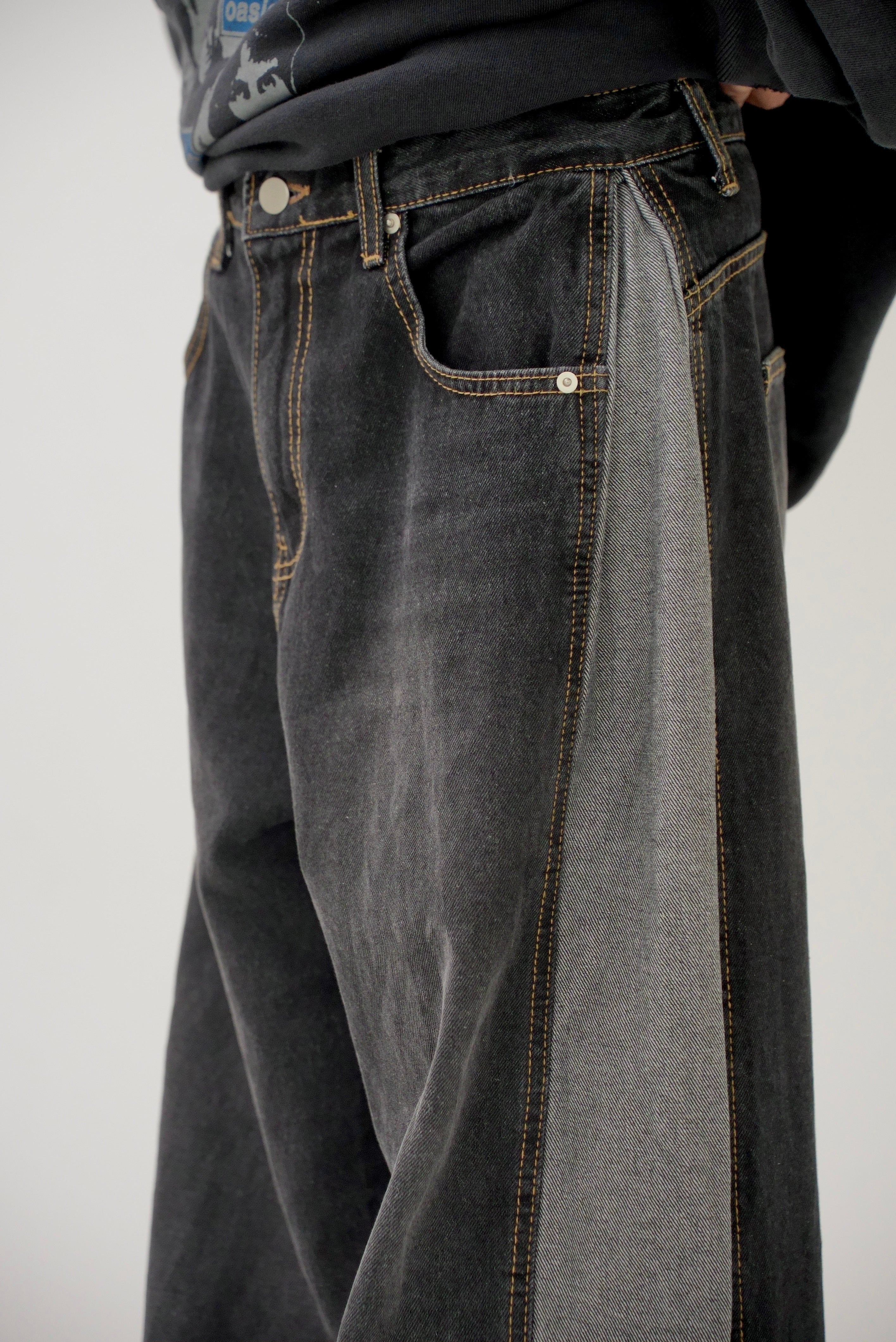 Side tuck denim pants