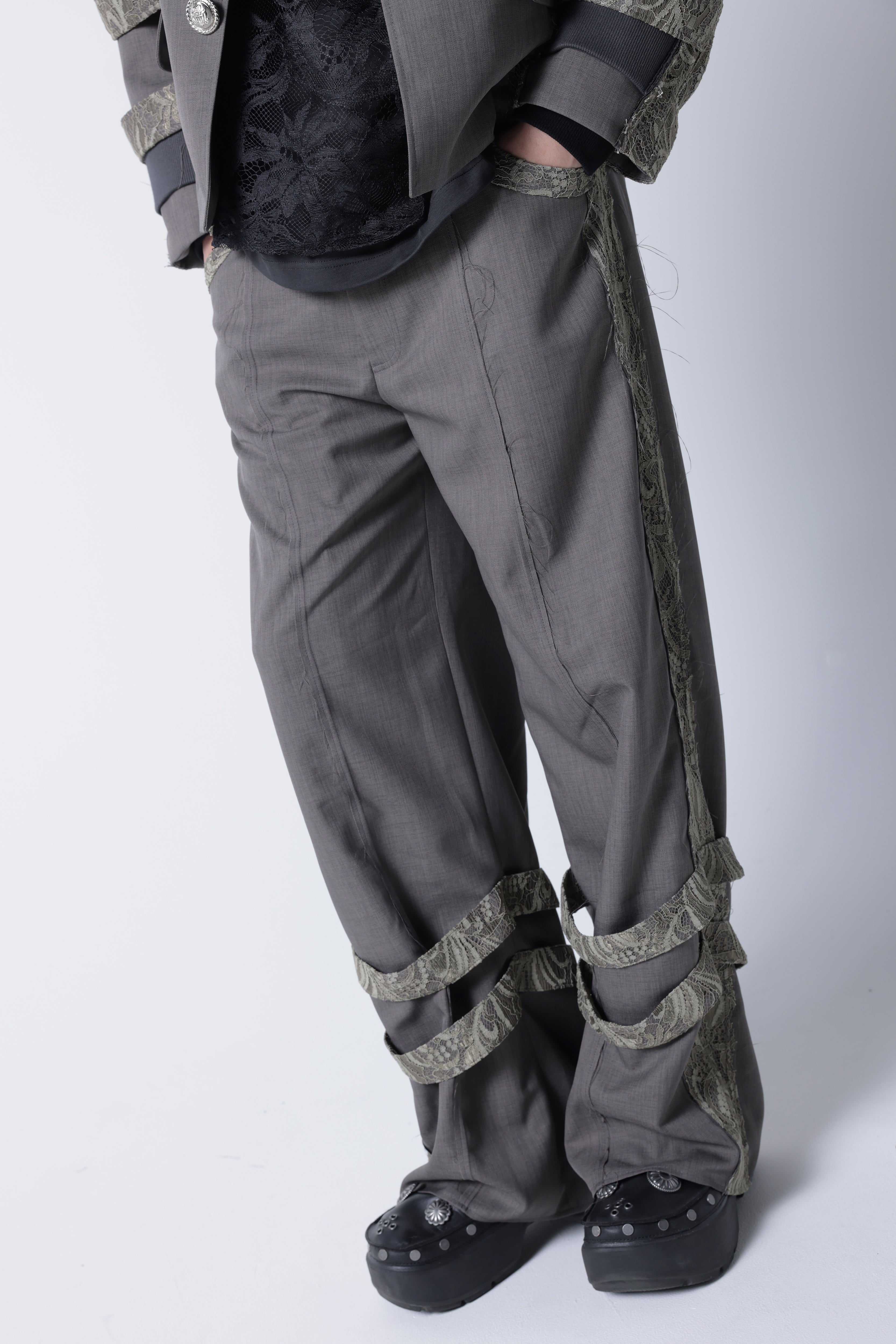 Lace belt Slack(Glay)