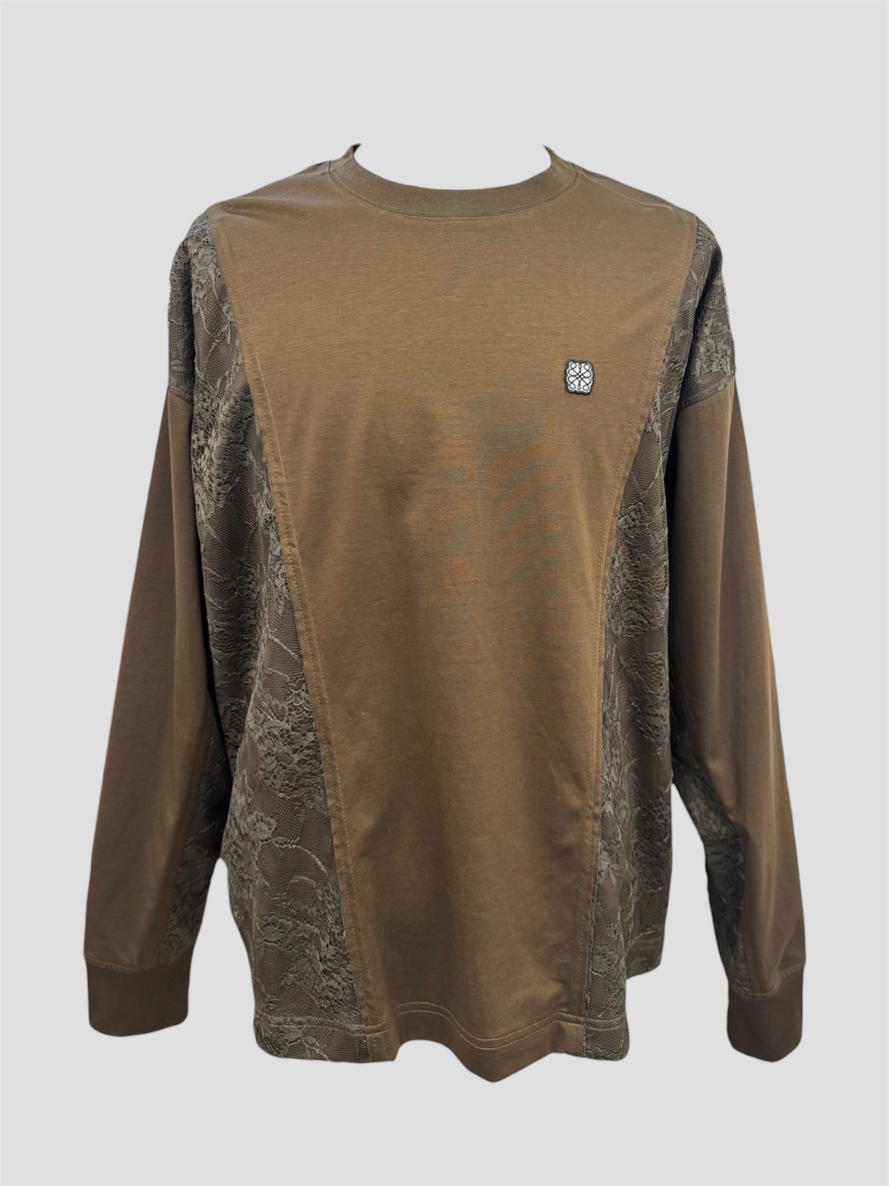 Seam lace mix over size T-shirt(Coffee)