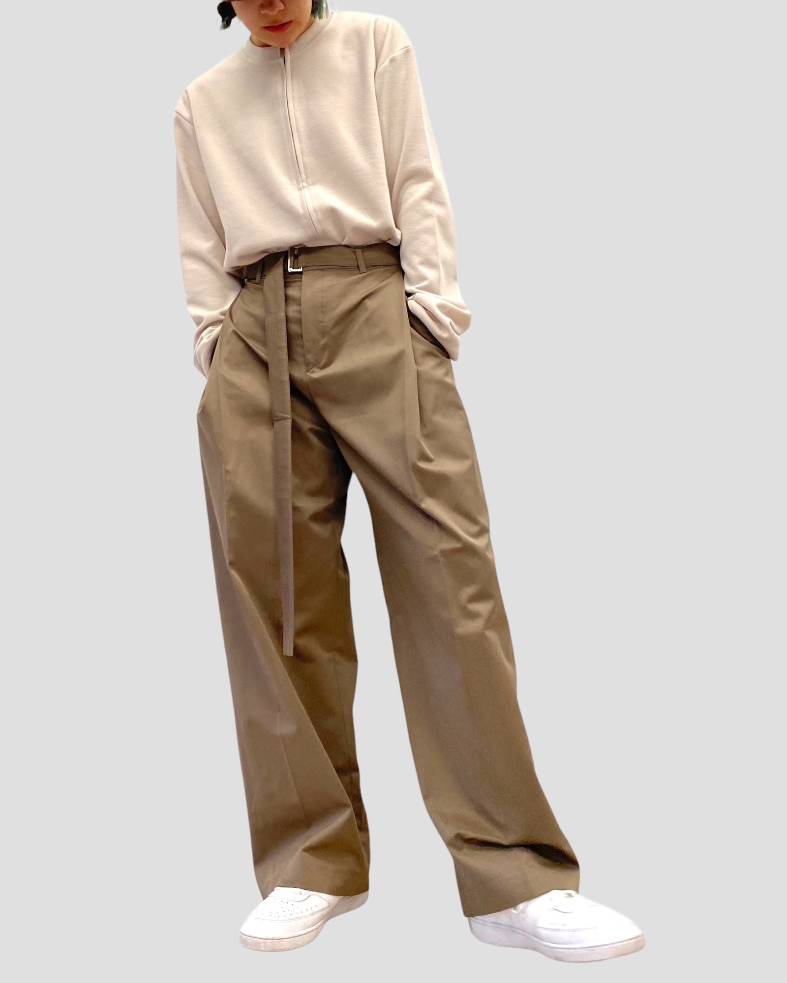 Belt tuck wide pants