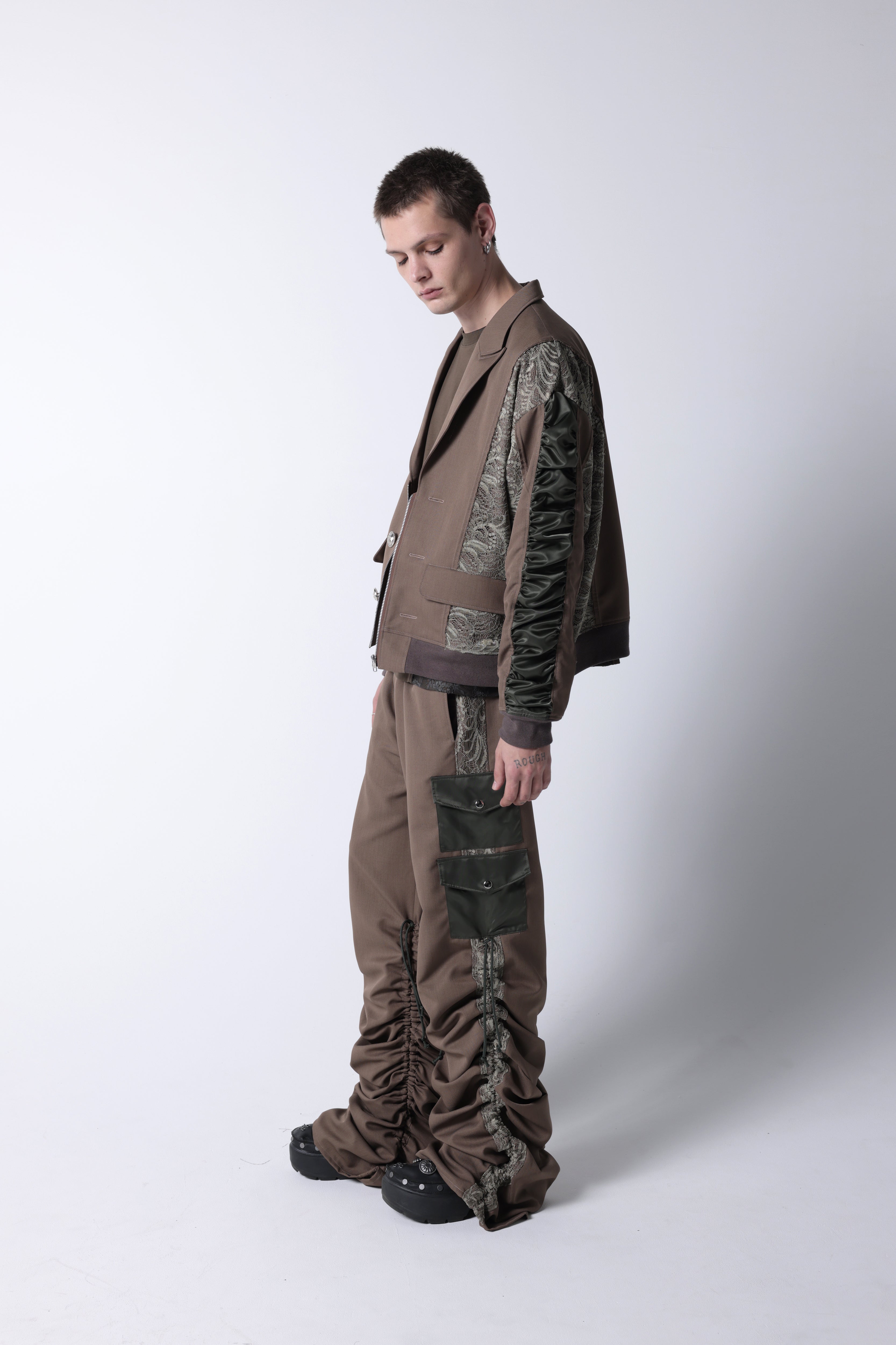 Drawstring lace volume pants(Camel)