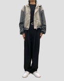 Round bicolor hooded blouson