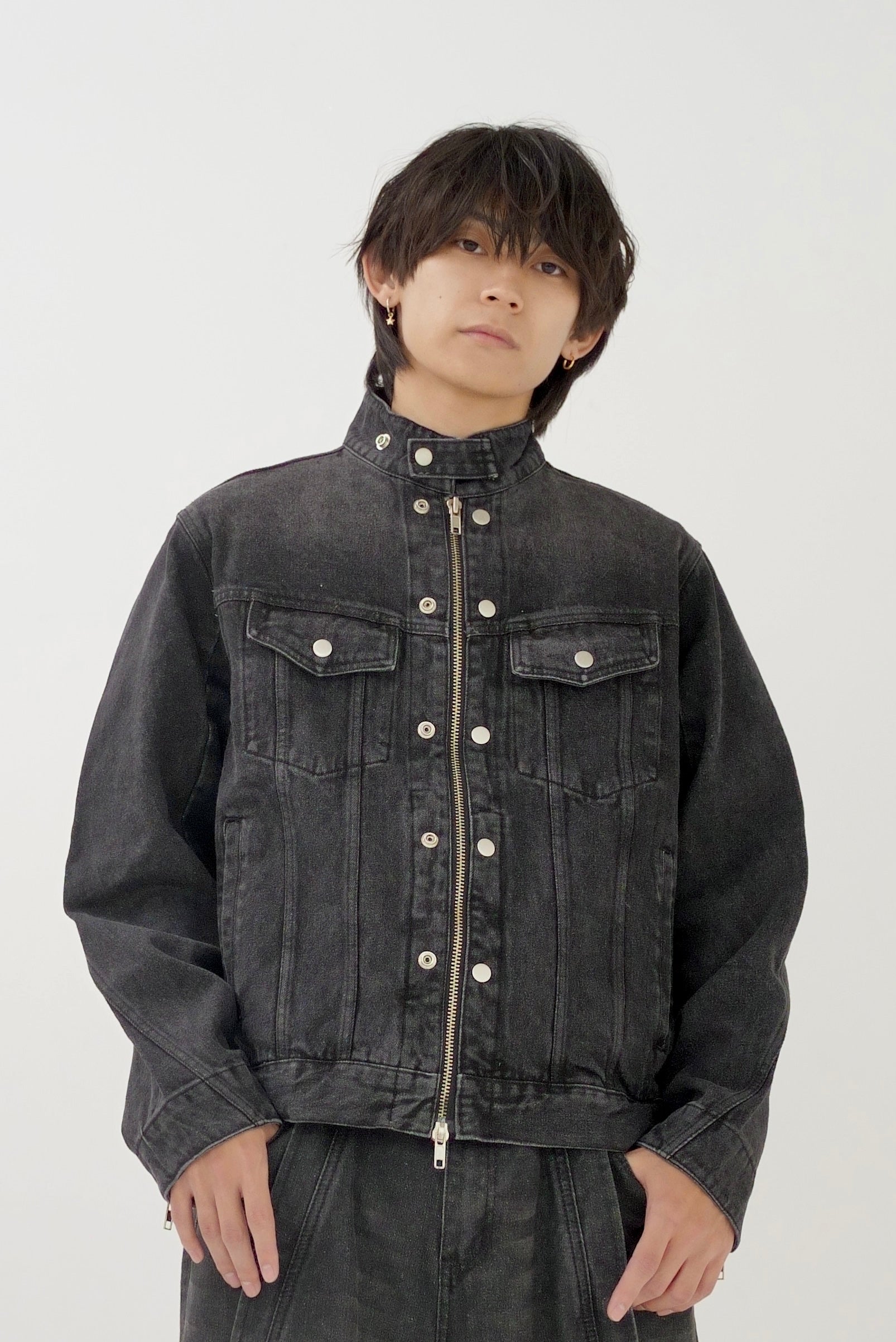 Denim zip blouson