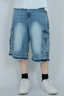 2pockets denim half pants