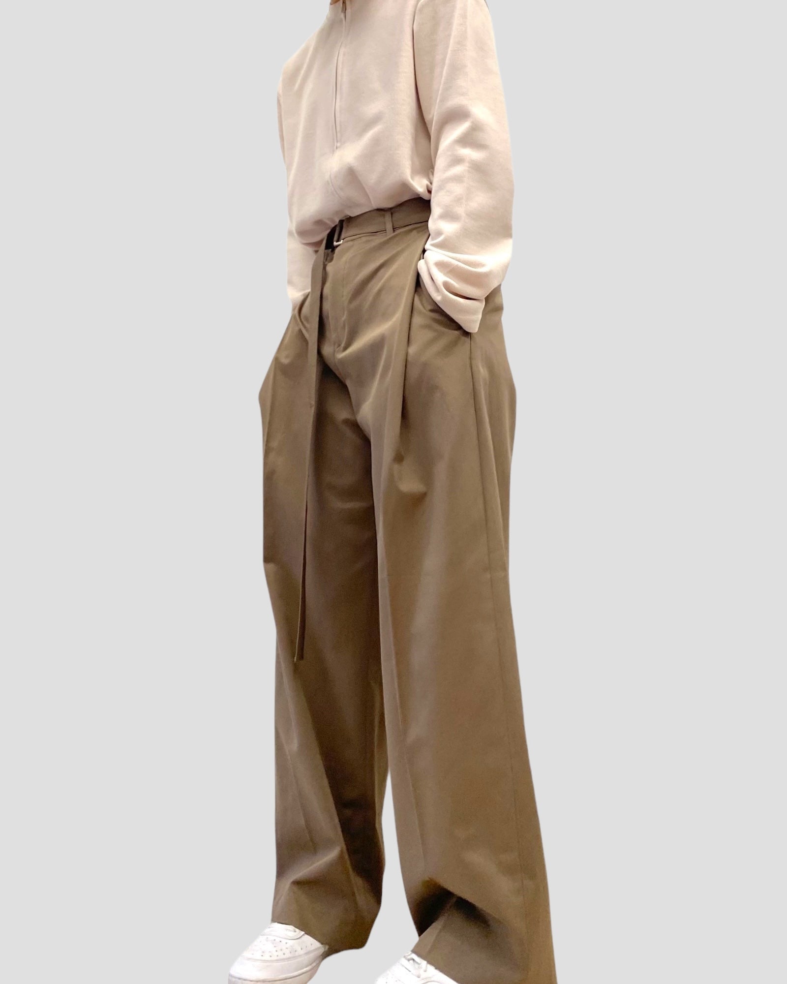 Belt tuck wide pants