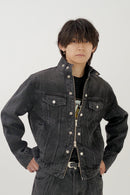 Denim zip blouson