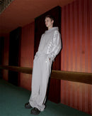 Check lace heavy weight pullover(Glay beige)