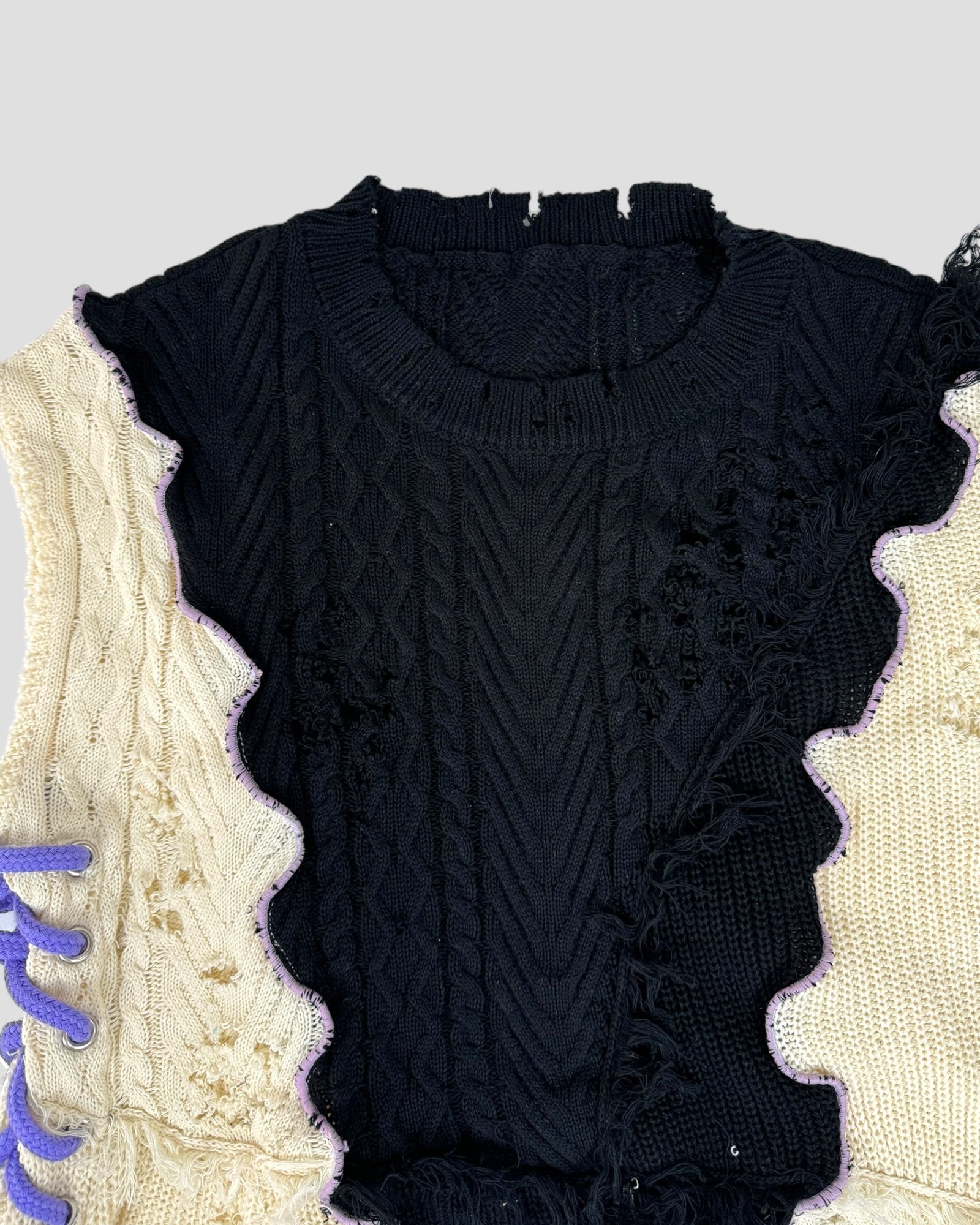 bi-color docking knit tops