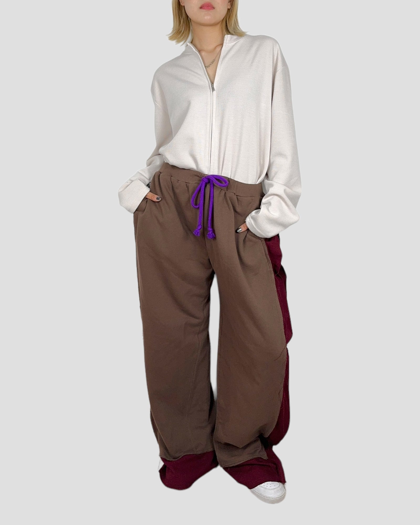 bi-color wide sweat pants