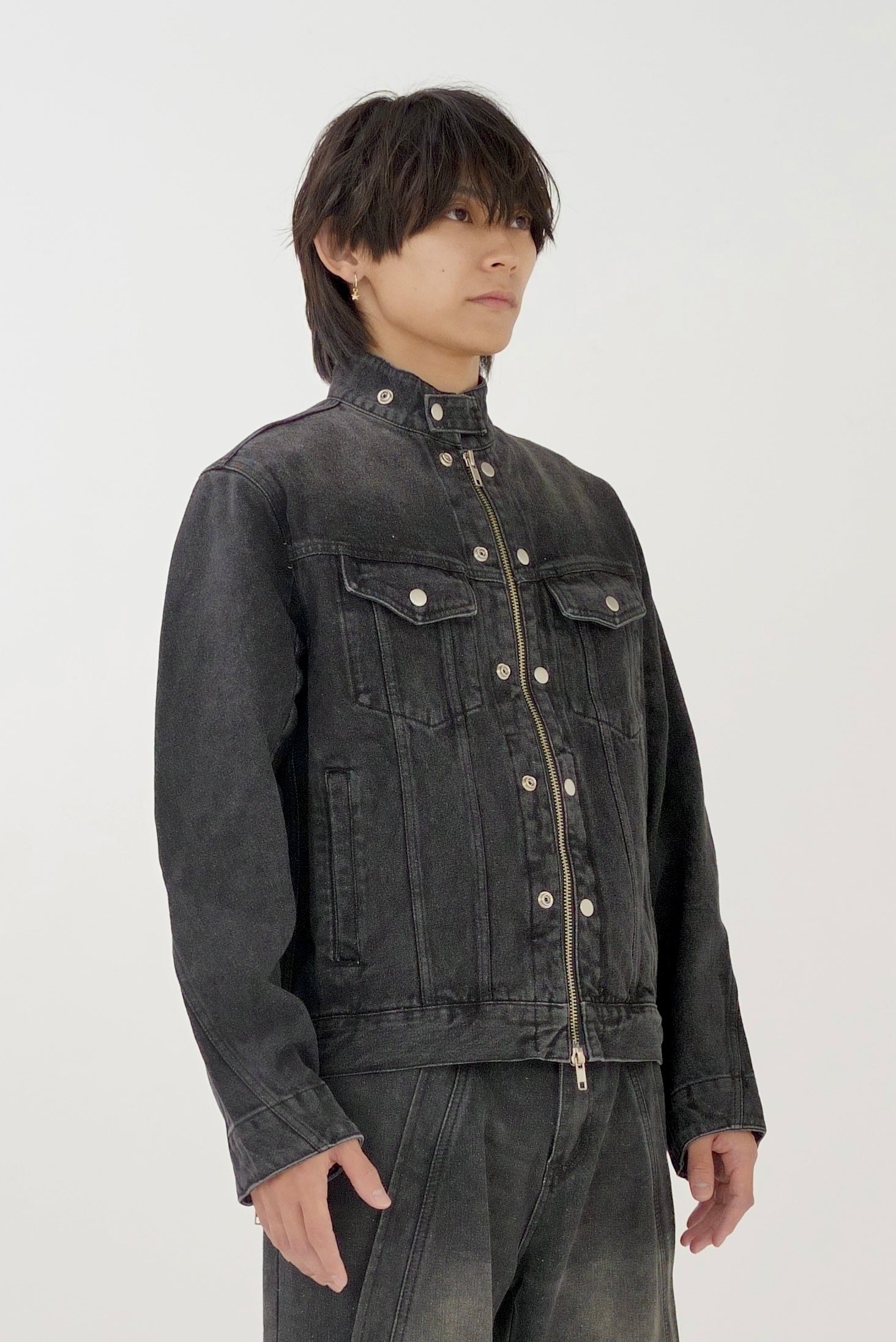 Denim zip blouson