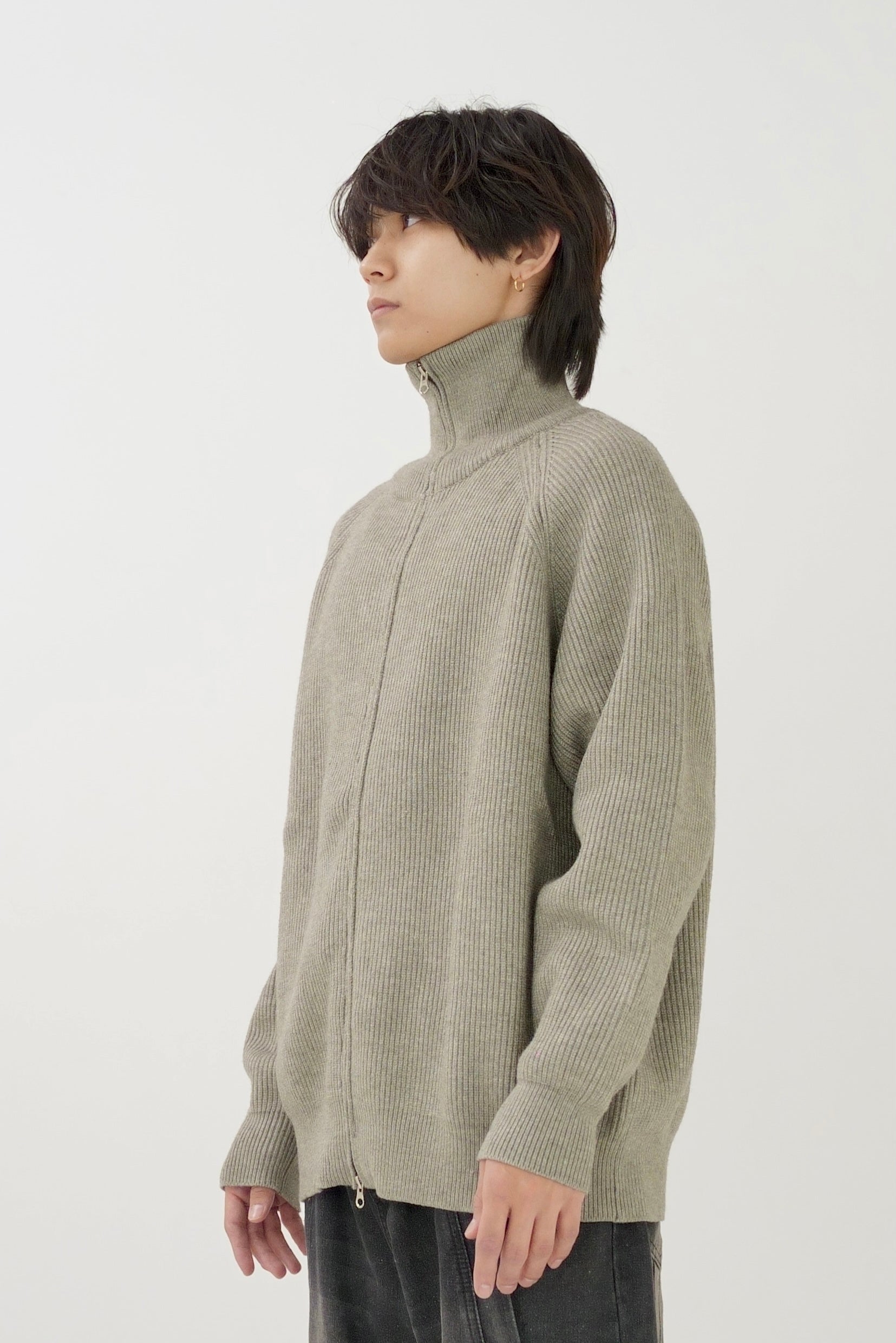 High neck zip knit