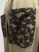 Line lace wide sweat pants(Coffee)