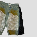 Lace layered denim half pants