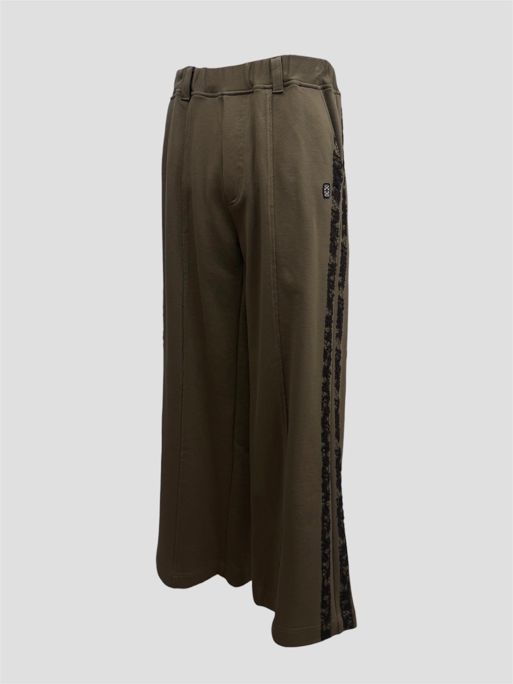 Line lace wide sweat pants(Coffee)
