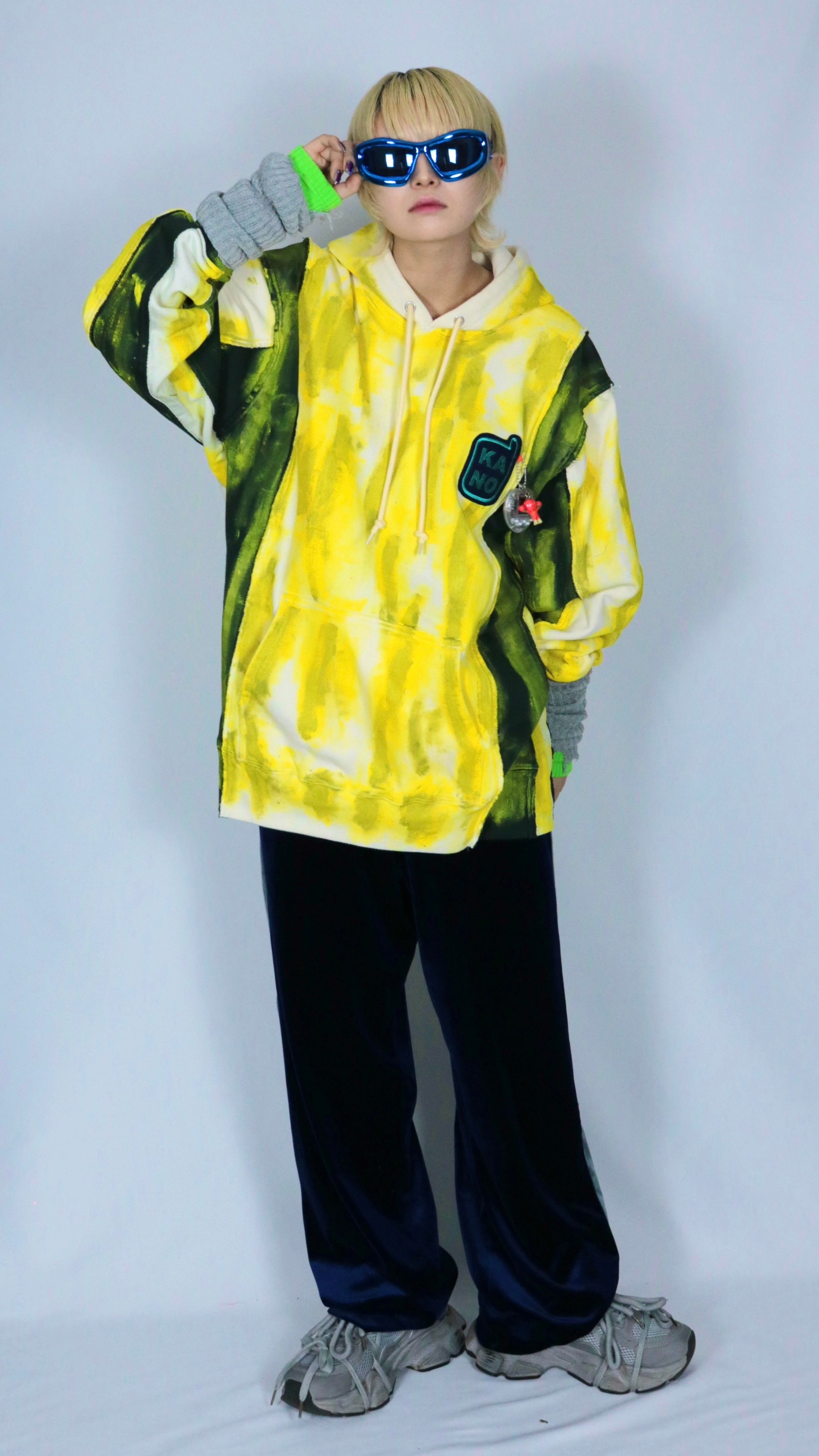 bi-color paint hoodie