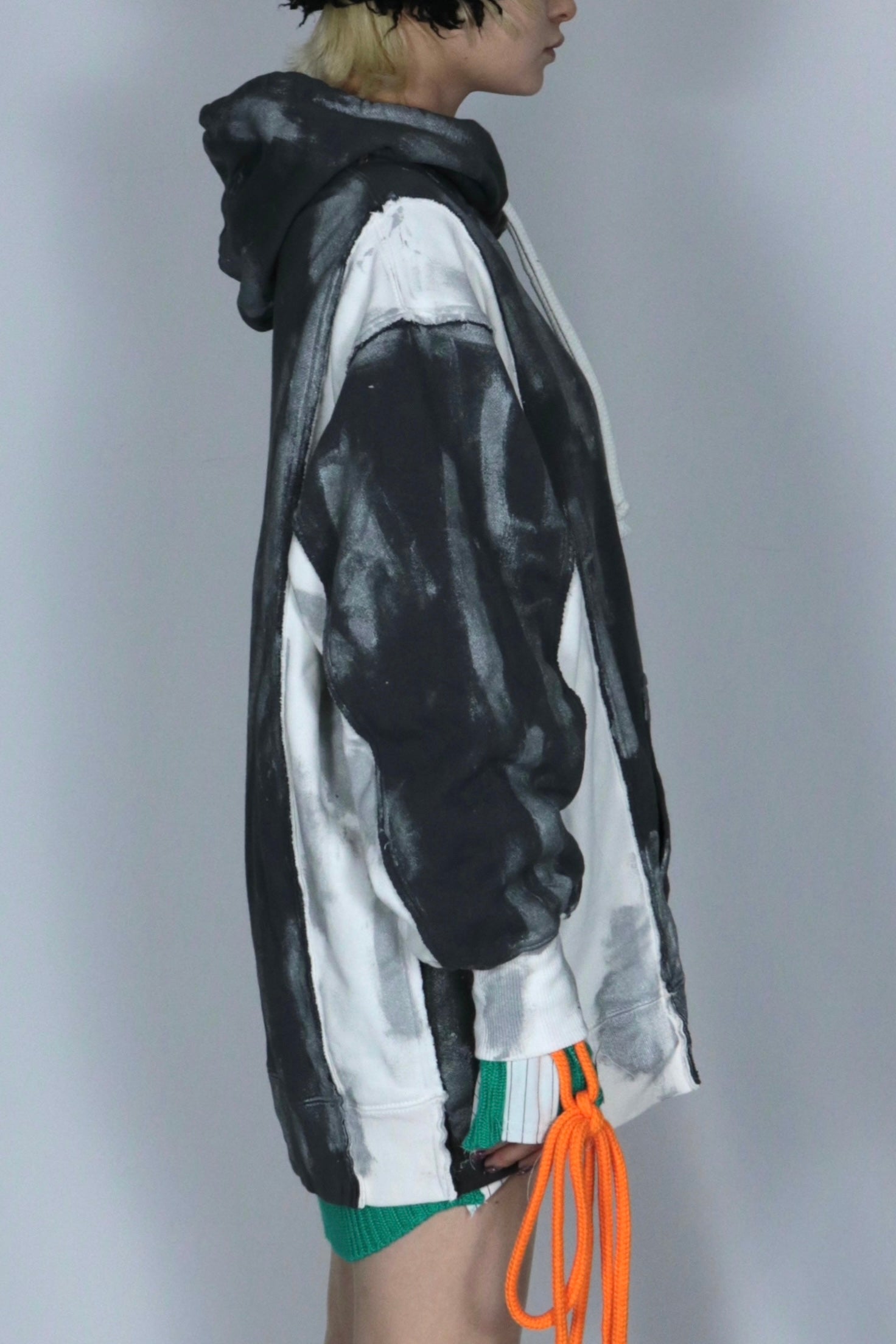 bi-color paint hoodie