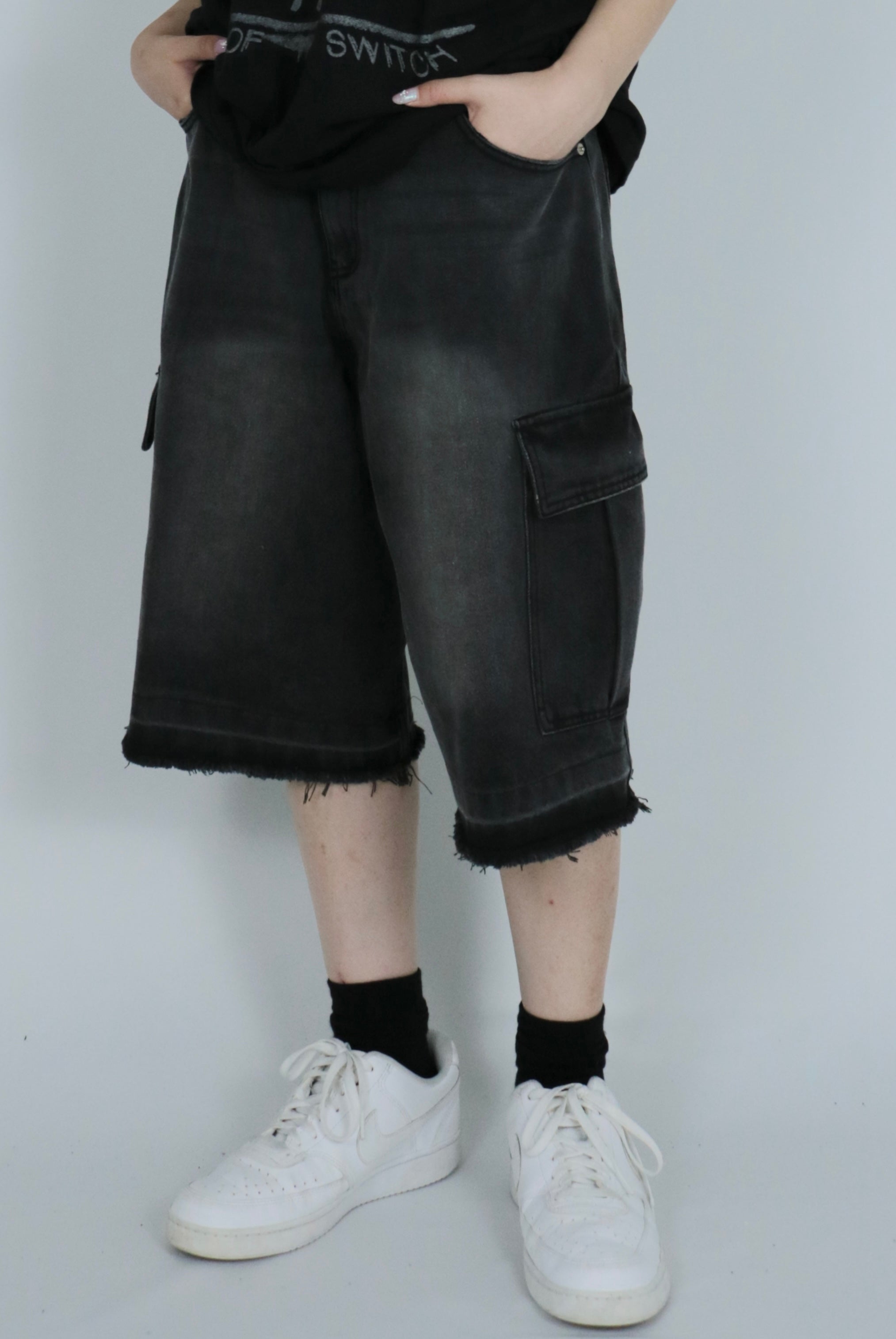 2pockets denim half pants