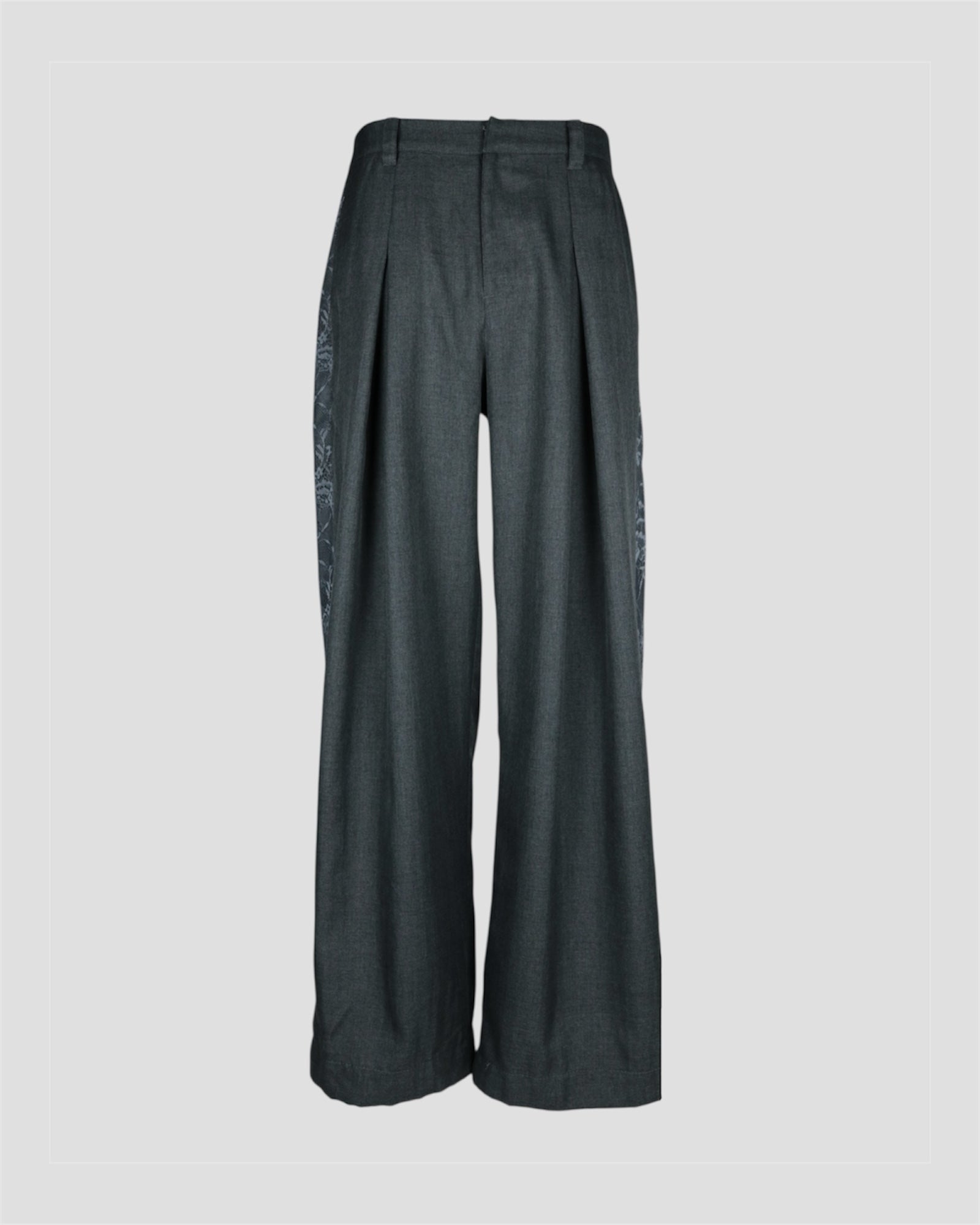 Line lace box tuck slacks(Charcoal)