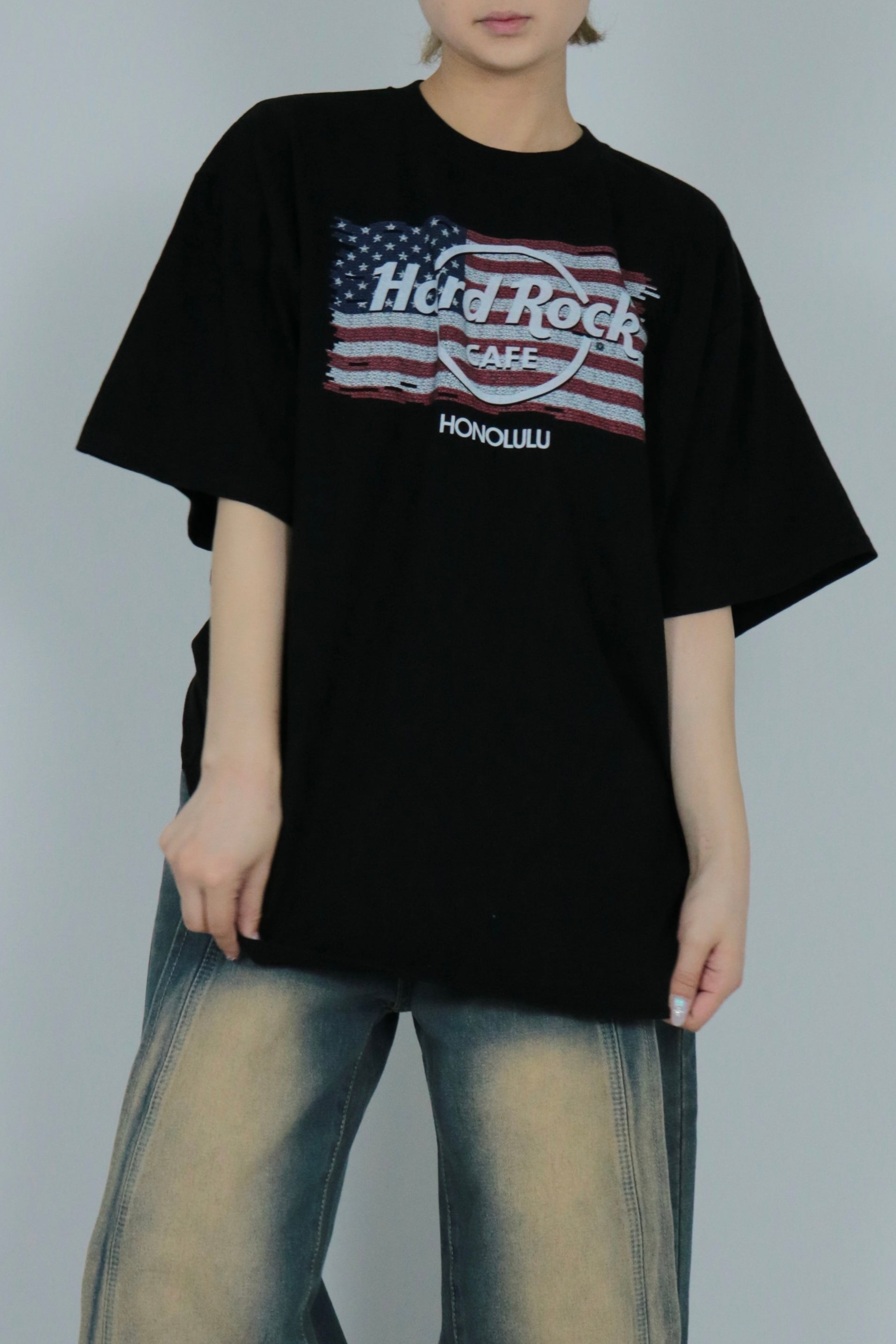 American flag over size T