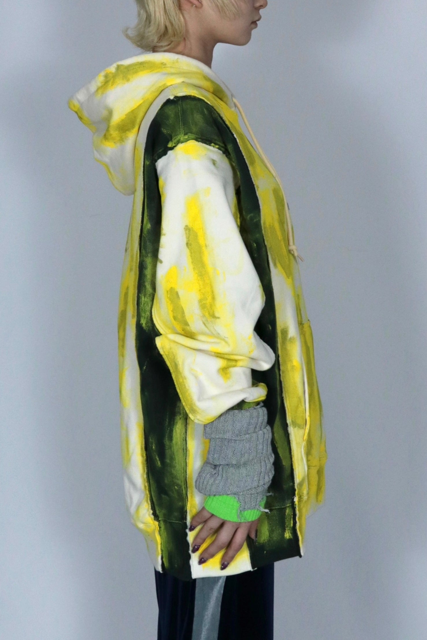 bi-color paint hoodie