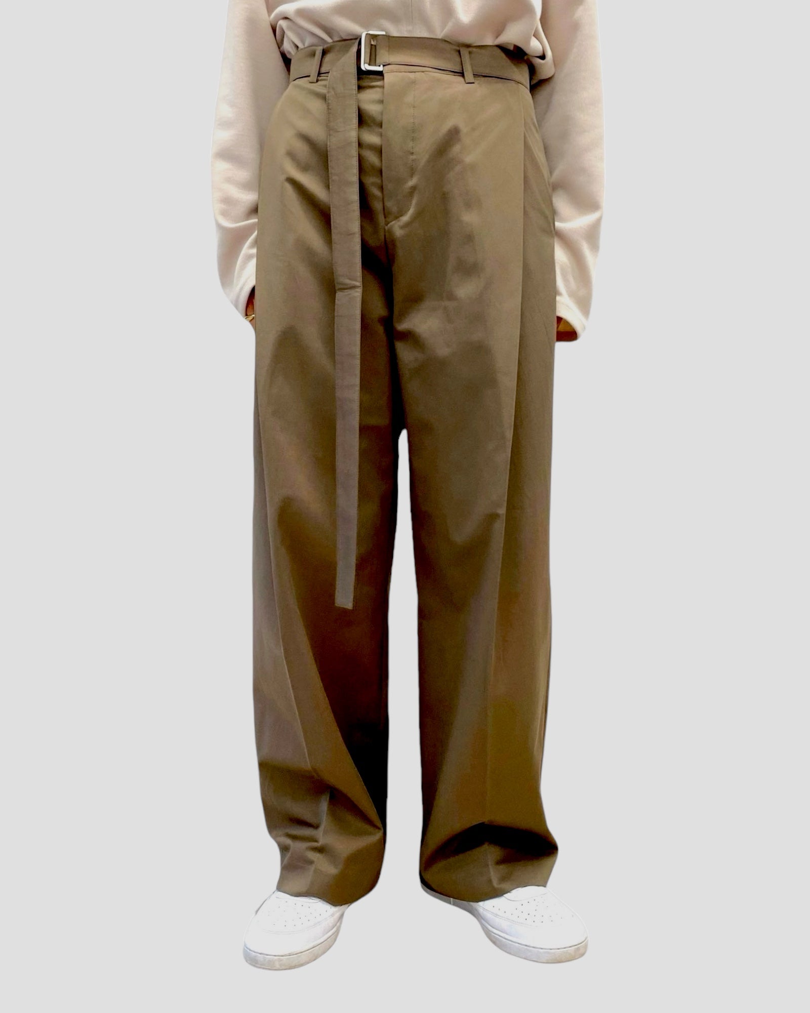 Belt tuck wide pants