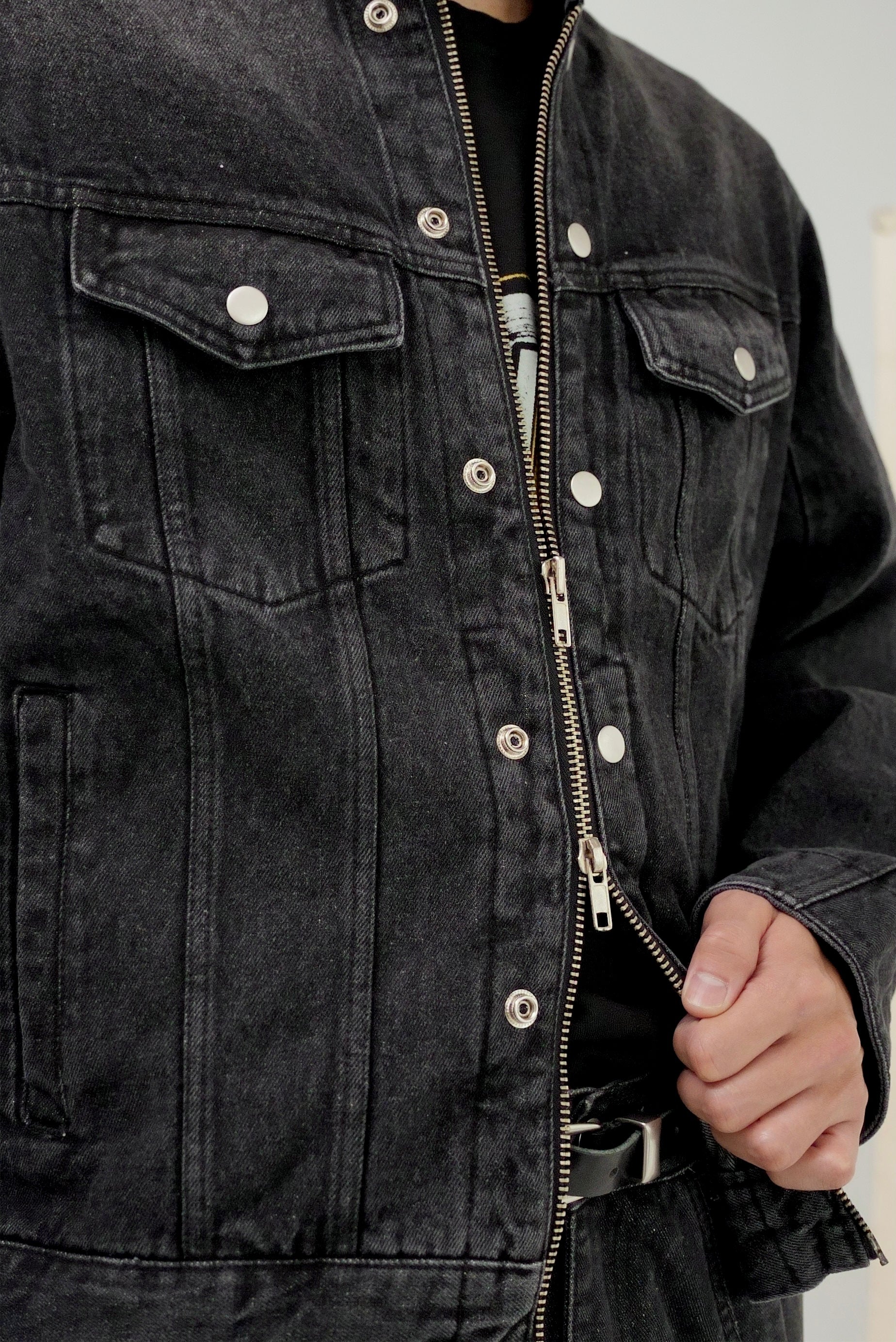 Denim zip blouson