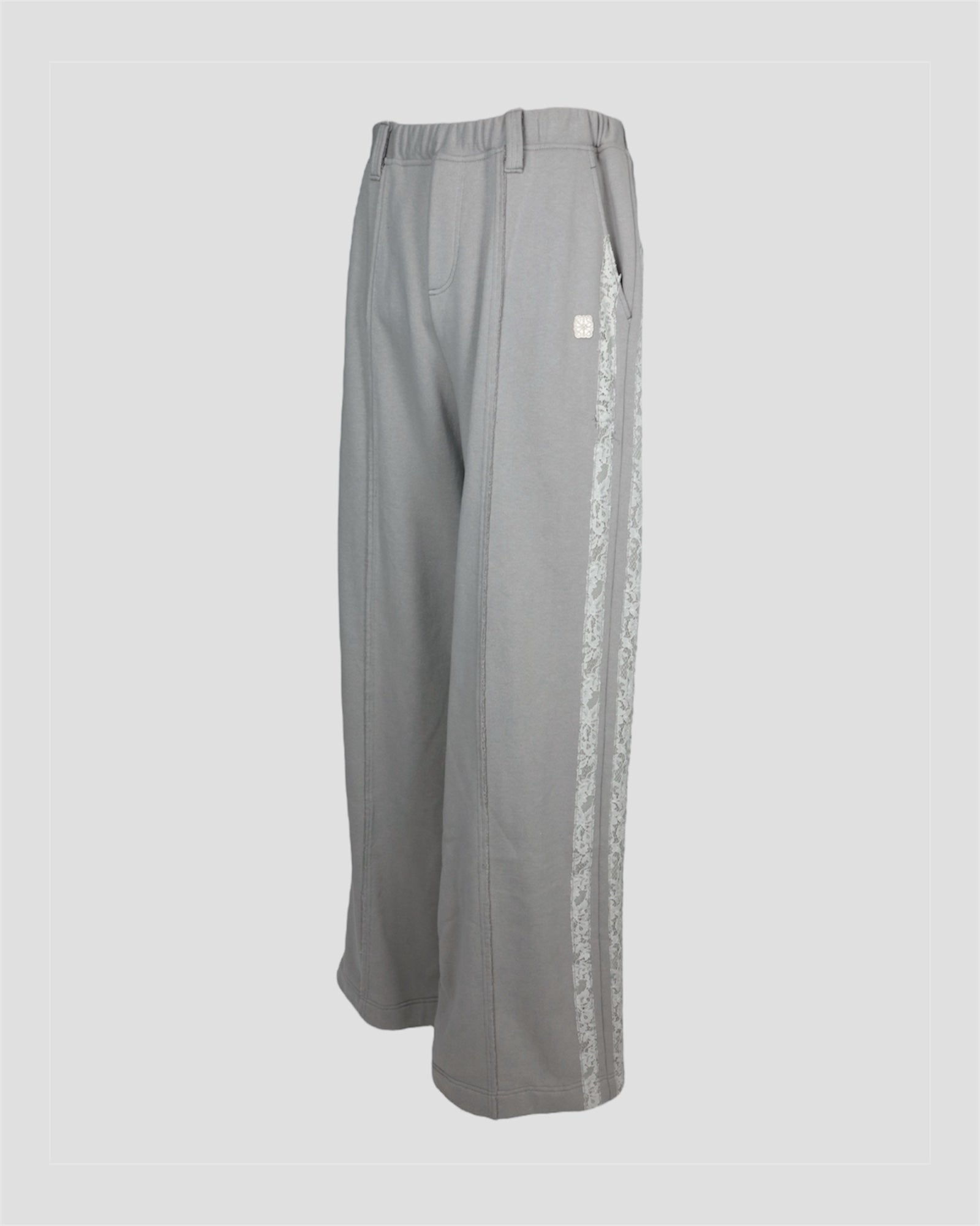 Line lace wide sweat pants(Glay beige)